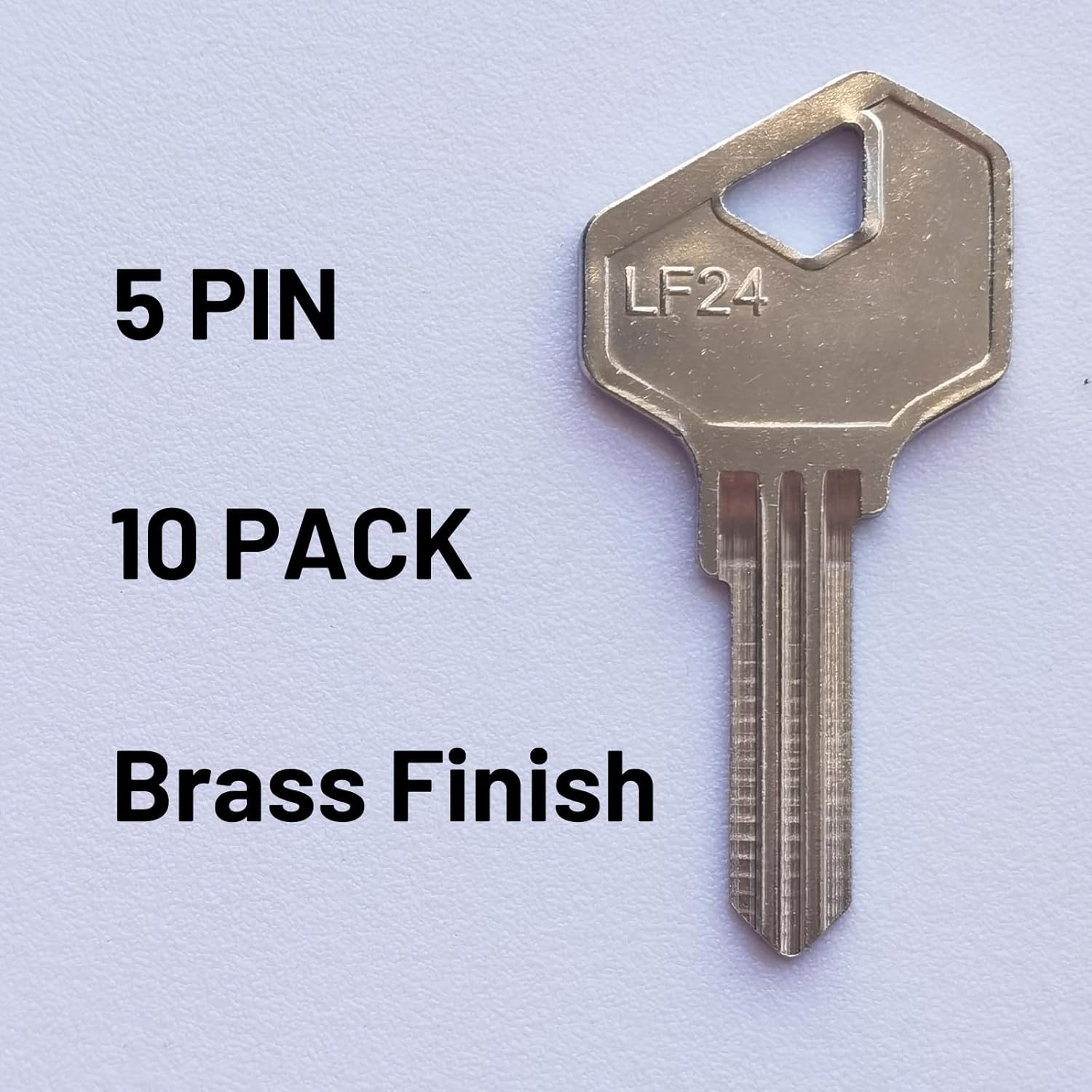 10 Pack LF24 Key Blanks - Suits 5 Pin L&F Cylinders - Brass Finished image number 1