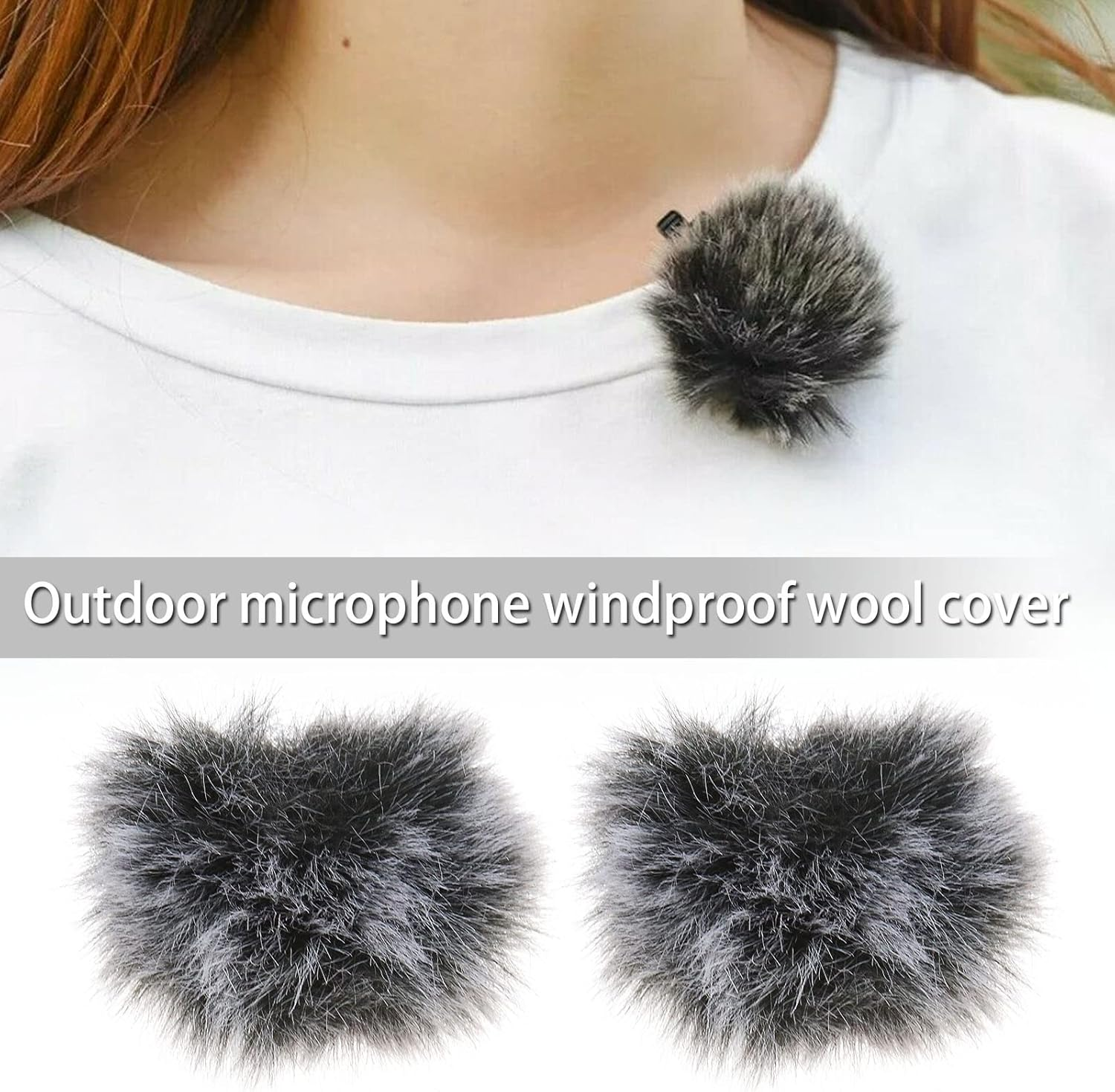 SING F LTD 2PCS Lapel Microphone Windshield Muff Lavalier Muff Pin-On Furry Microphone Windproof Muff for 5-10Mm Diameter Microphone Outdoor Indoor Environments image number 3