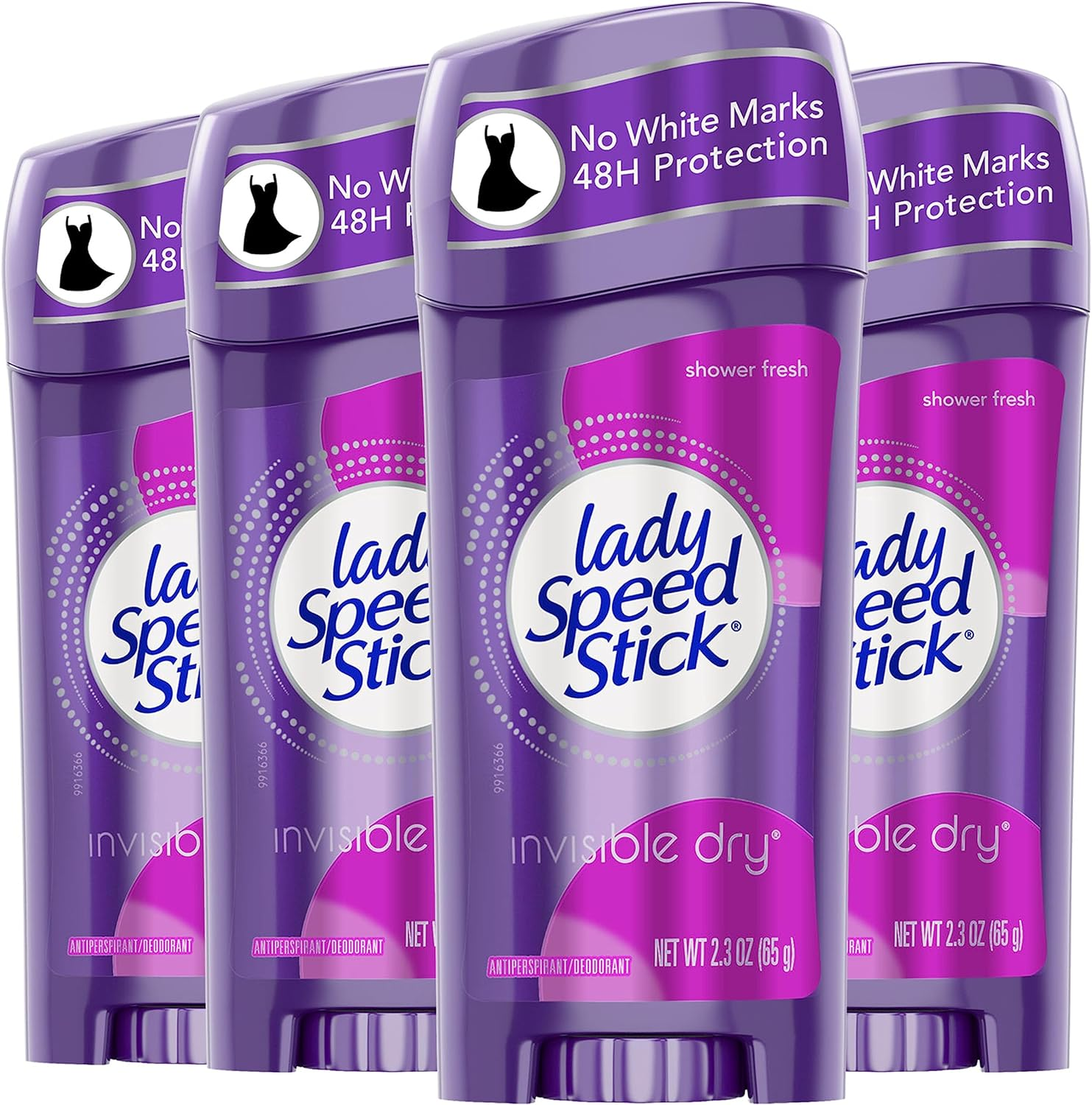 Lady Speed Stick Invisible Dry Antiperspirant Deodorant, Shower Fresh, 2.3Oz, 4 Pack image number 1
