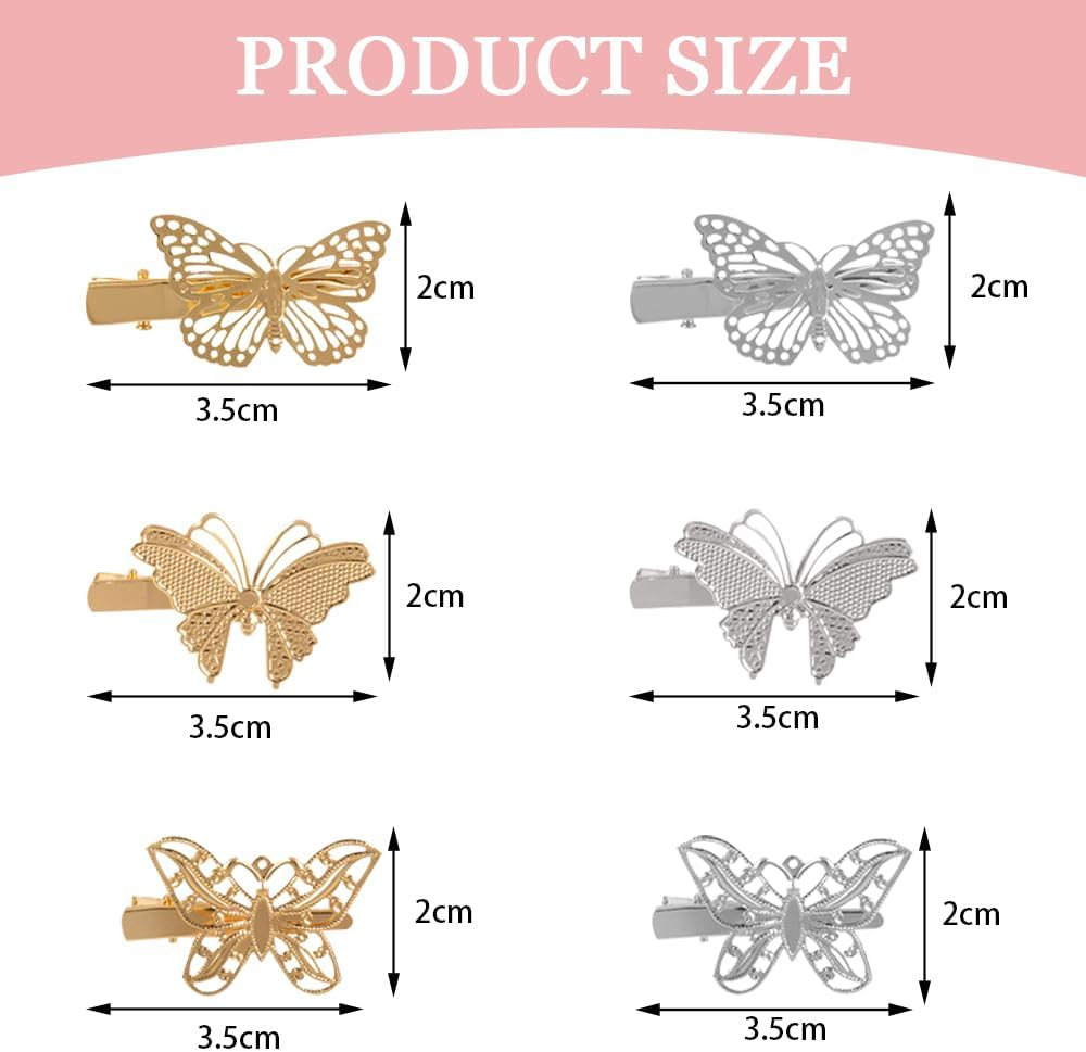 TRKETK 12 Pcs Butterfly Hair Clips Elegant Metal Butterfly Hair Clip Cute Side Hairpins Classic and Versatile Headwear Accessories Suitable for Girls Ladies Party Wedding Decoration (2 Colors) image number 2