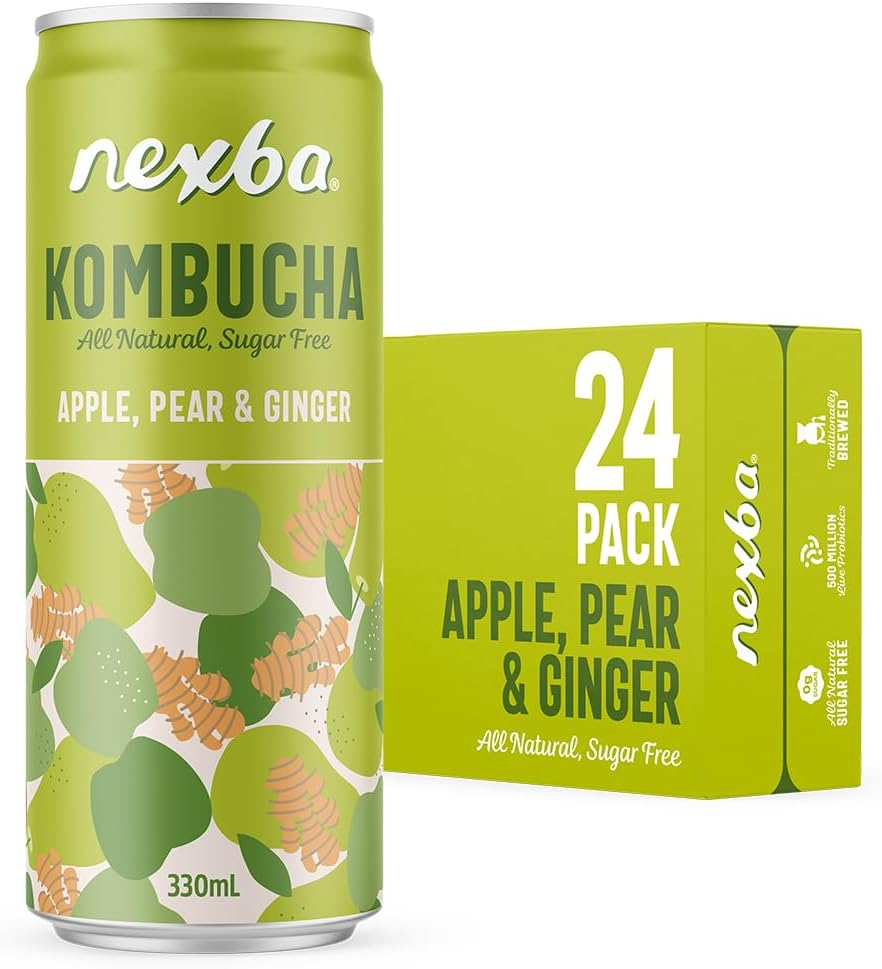 Nexba Kombucha &ndash; Apple, Pear & Ginger &ndash; All Natural Sugar Free &ndash; 24 X 330Ml Cans image number 2