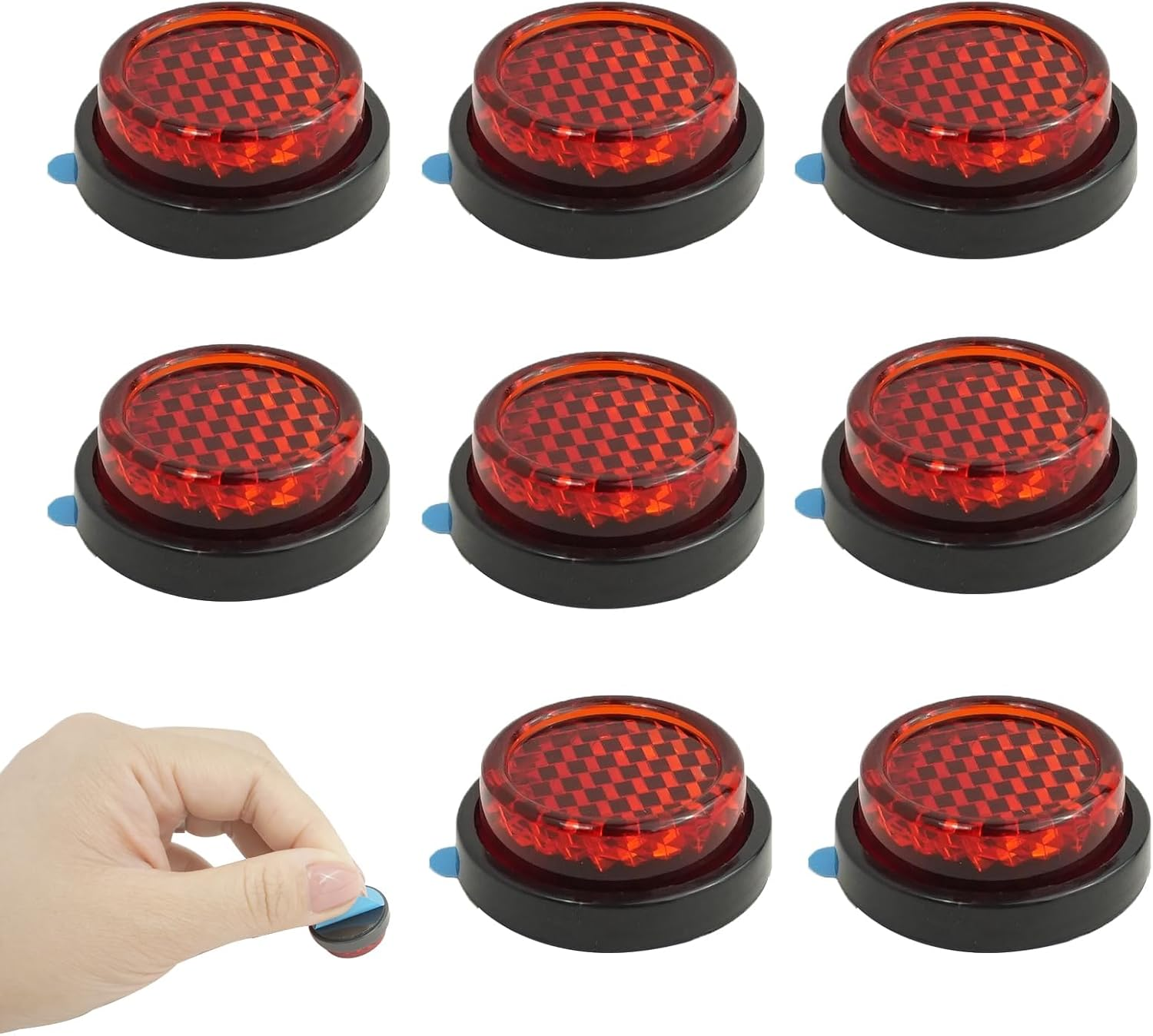 8 Pack Small round Rear Red Reflectors, 20 Mm Self Adhesive Circular License Plate Safety Reflector Stick-On Toolless Mini Number Plate Reflectors for Motorcycle Electric Vehicle Bicycle Fenders image number 1