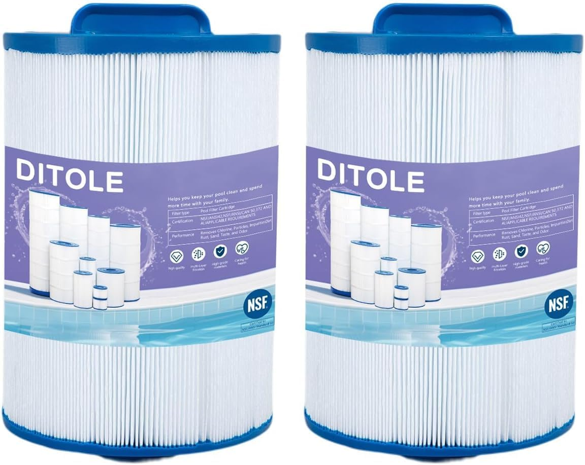 Ditole Hot Tub Filter Replacement Compatible with Unicel 6Ch-940 Spa Filter(1 1/2"" Coarse Thread), 817-0050,PWW50P3 Spa Filter, Filbur FC-0359, 25252, 03Fil1400,Screw in SAE Trilobal Fiber (2 Pack)