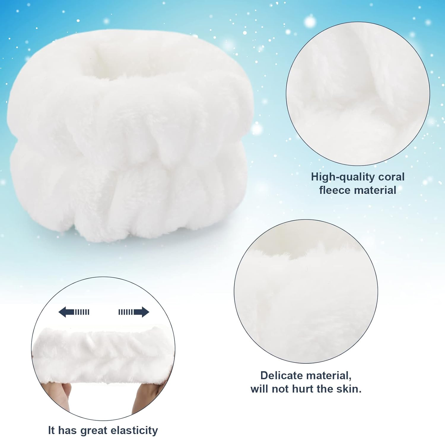 2 Pcs Wrist Towels - Microfiber Spa Wristbands for Women & Children (White) image number 4