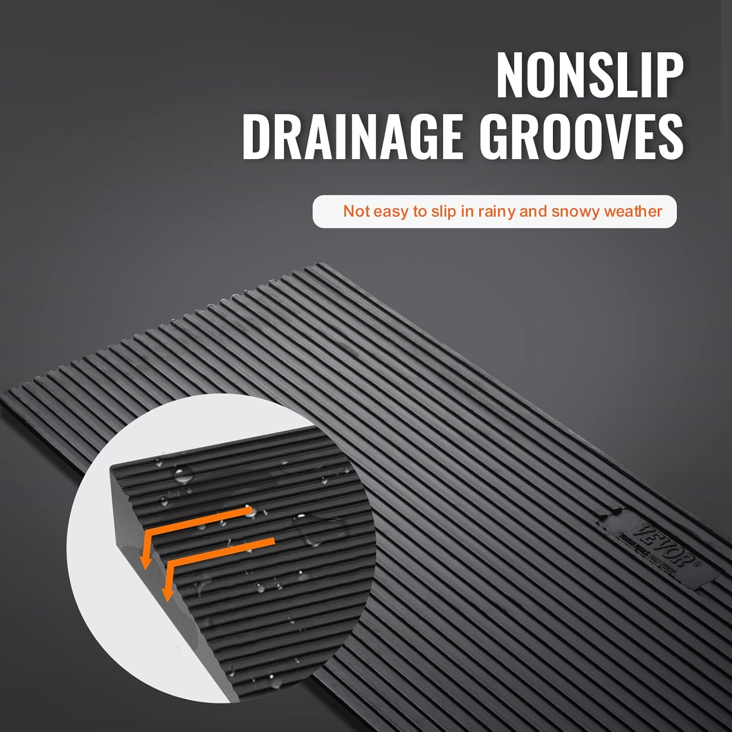 VEVOR 3 Cm Rise Cuttable Threshold Ramp for Sweeping Robot, 90 Cm Wide Natural Rubber Wheelchair Ramp, Non-Slip Solid Rubber Ramp with Double-Sided Tape for Doorways, Driveways, Bathroom, Smooth Tile