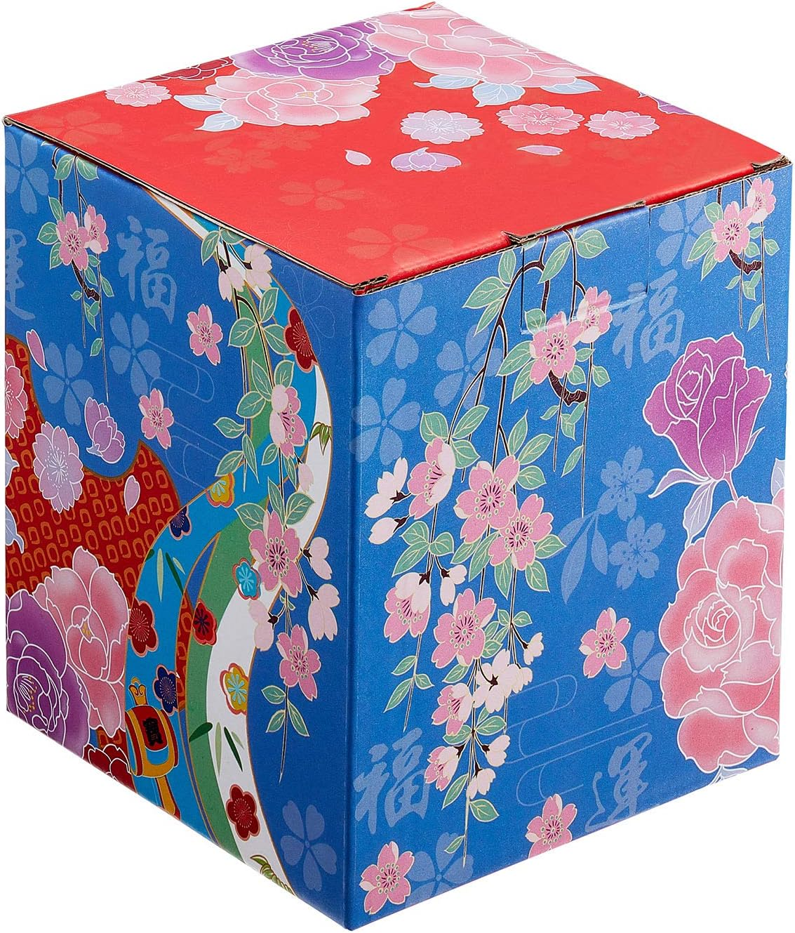 Randj 6" Cute Lucky Cat Maneki Neko Japanese Lucky Cat with Two Bells Piggy Bank Gift Desk Decoration (Head Flower) image number 1