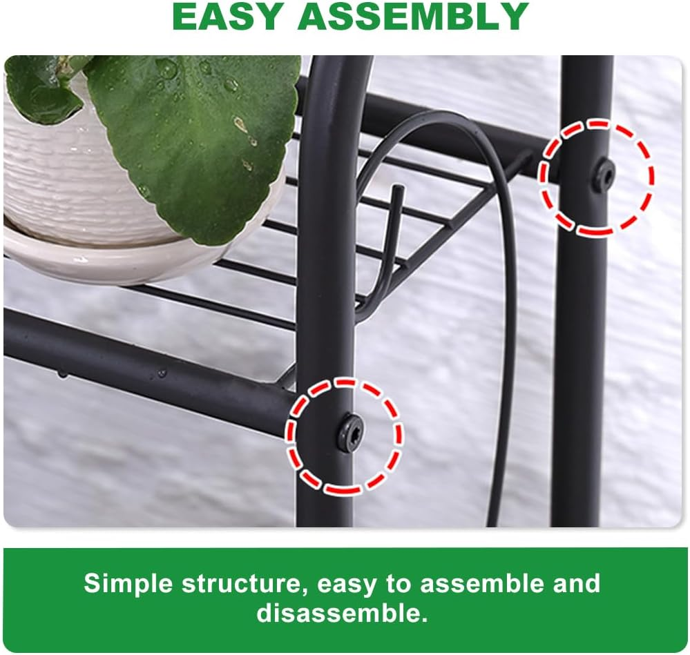 Delsol Metal Plant Stand Rack, Indoor Outdoor Plant Display Shelf Flower Pot Holder for Garden Patio Balcony Porch Corner Living Room, Multiple Storage Shelf for Home Use-3 Tier(Dark Grey) image number 5