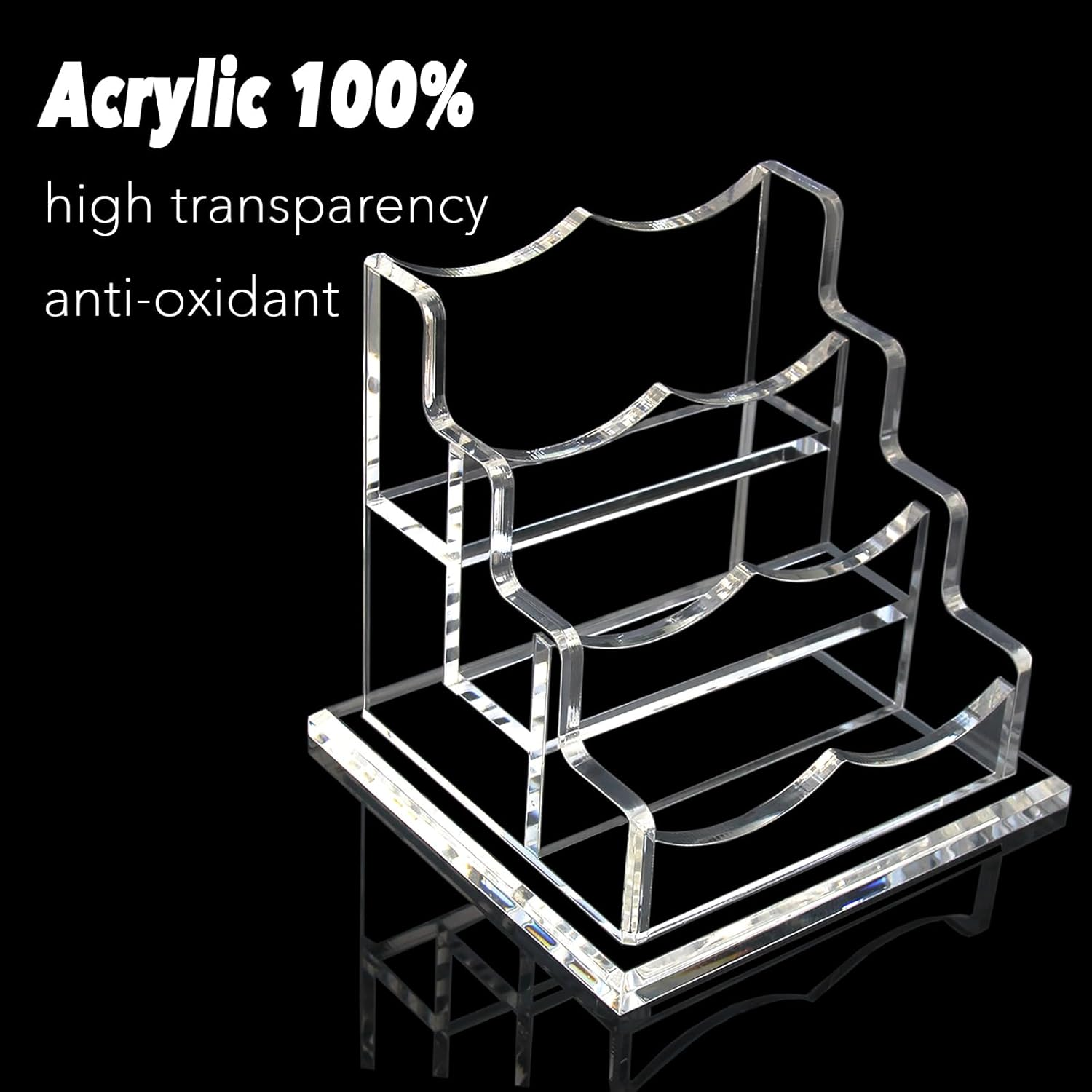 PARTSPOWER Acrylic Business Card Holder for Desk, Horizontal Clear Business Name Card Display Stand, Desk Accessory Business Name Card Organizer (Horizontal, 3-Slot)