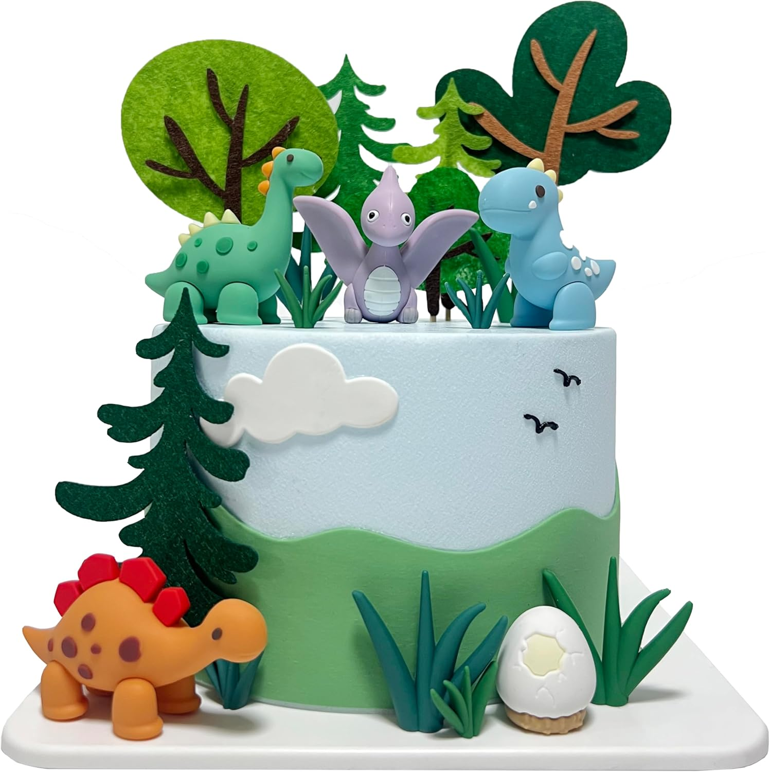 Dinosaur Cake Topper, 3D Dinosaur Cake Figures for Kids, Cookie Decoration for Dinosaur Party, Baby Shower Decoration for Cake image number 2