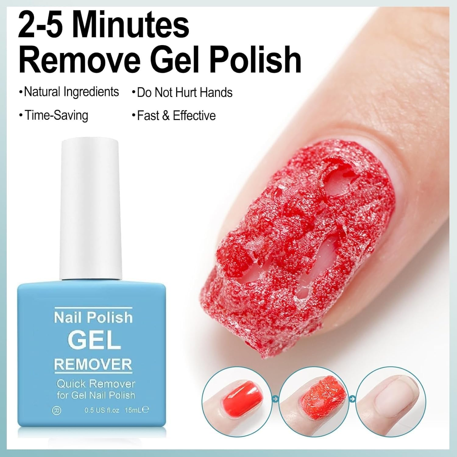 Nail Polish Remover Gel, Quick & Easy Remove Nails Polish within 3-5 Minutes, No Need Foil, Don'T Hurt Nails, Professional Non-Irritating Gel,(2 PACKS) image number 5
