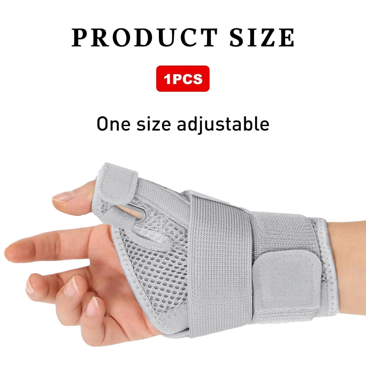​Adjustable Thumb Spica Splint Brace | Wrist Support Stabilizer for Thumb Pain Relief, Arthritis, Tendonitis & Sprains | Ambidextrous, One Size Fits Most | Unisex Grey image number 2