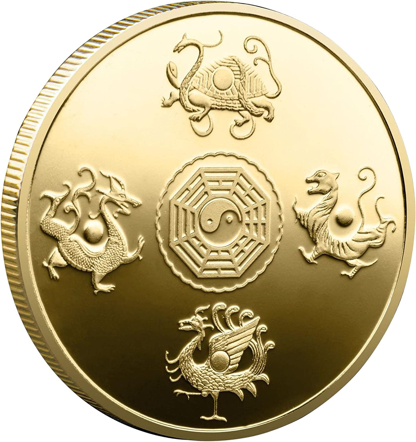 Chinese Ancient Mythical Creatures I Ching Good Luck Coin Blue Dragon Challenge Coin image number 2