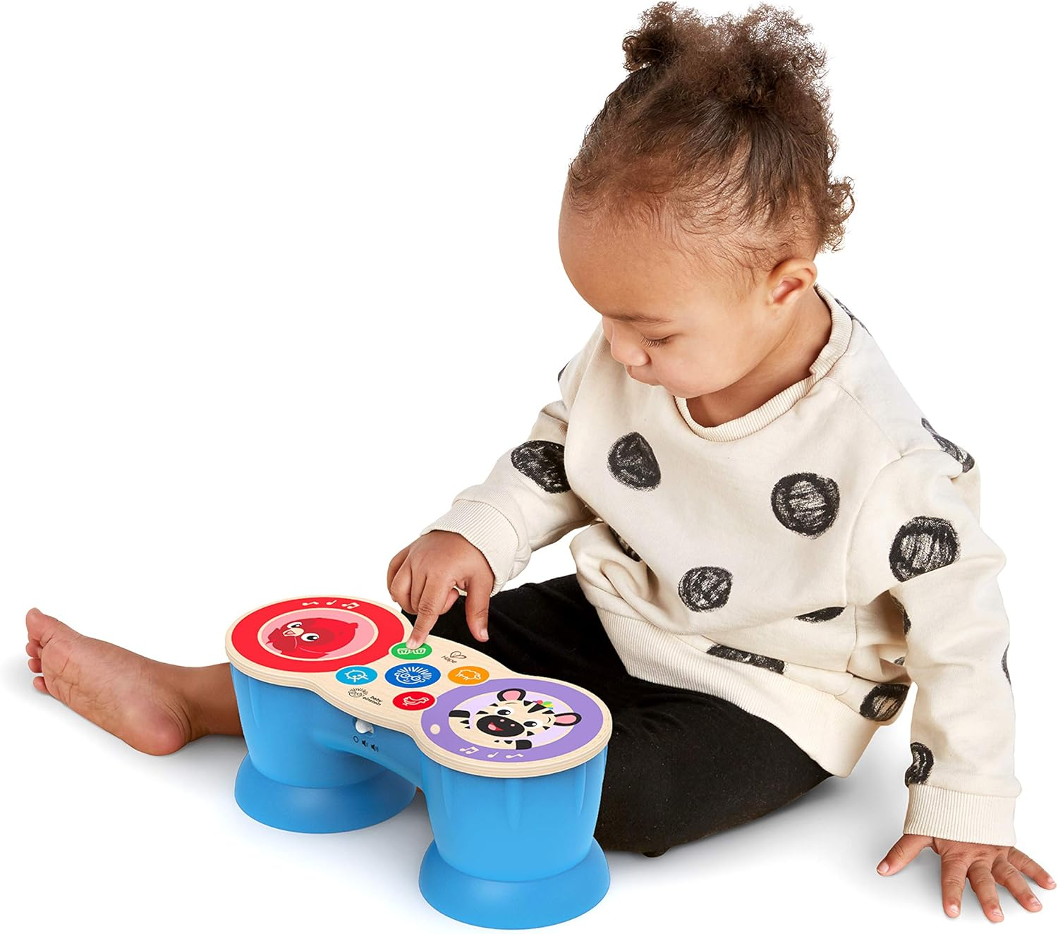 Baby Einstein Upbeat Tunes Magic Touch Wooden Drums​ & Bongo Musical Cause and Effect Toy, Age 6 Months and Up image number 1