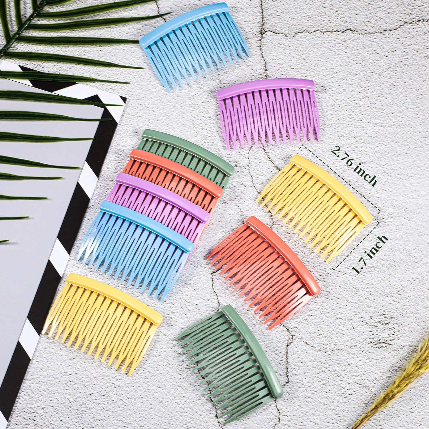 Chuangdi 10 Pcs Hair Combs for Women Accessories Colorful Hair Side Combs Decorative Solid Plastic Side Wide Teeth Combs, 14 Teeth image number 5