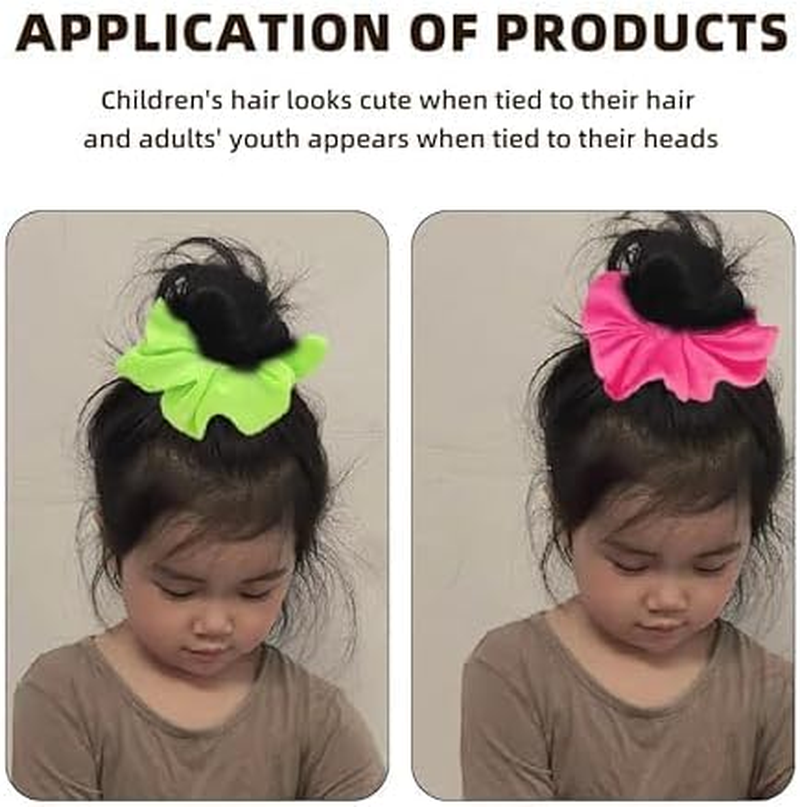 4Pcs Neon Scrunchies for Hair - 80S Neon Hair Accessories Soft Hair Scrunchy Solid Colors Elastic Hair Bands Neons Hair Ties Ponytail Holder for 80S Party Accessories Women image number 3