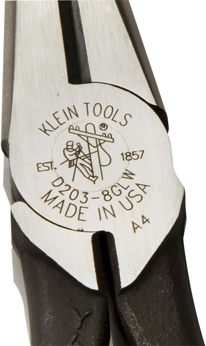 Klein Tools 8" Long Nose Pliers Side-Cutting, Hi-Viz, Glow in the Dark Grips to Easily Locate Your Tool in Dark or Low Lit Areas, D2038GLW