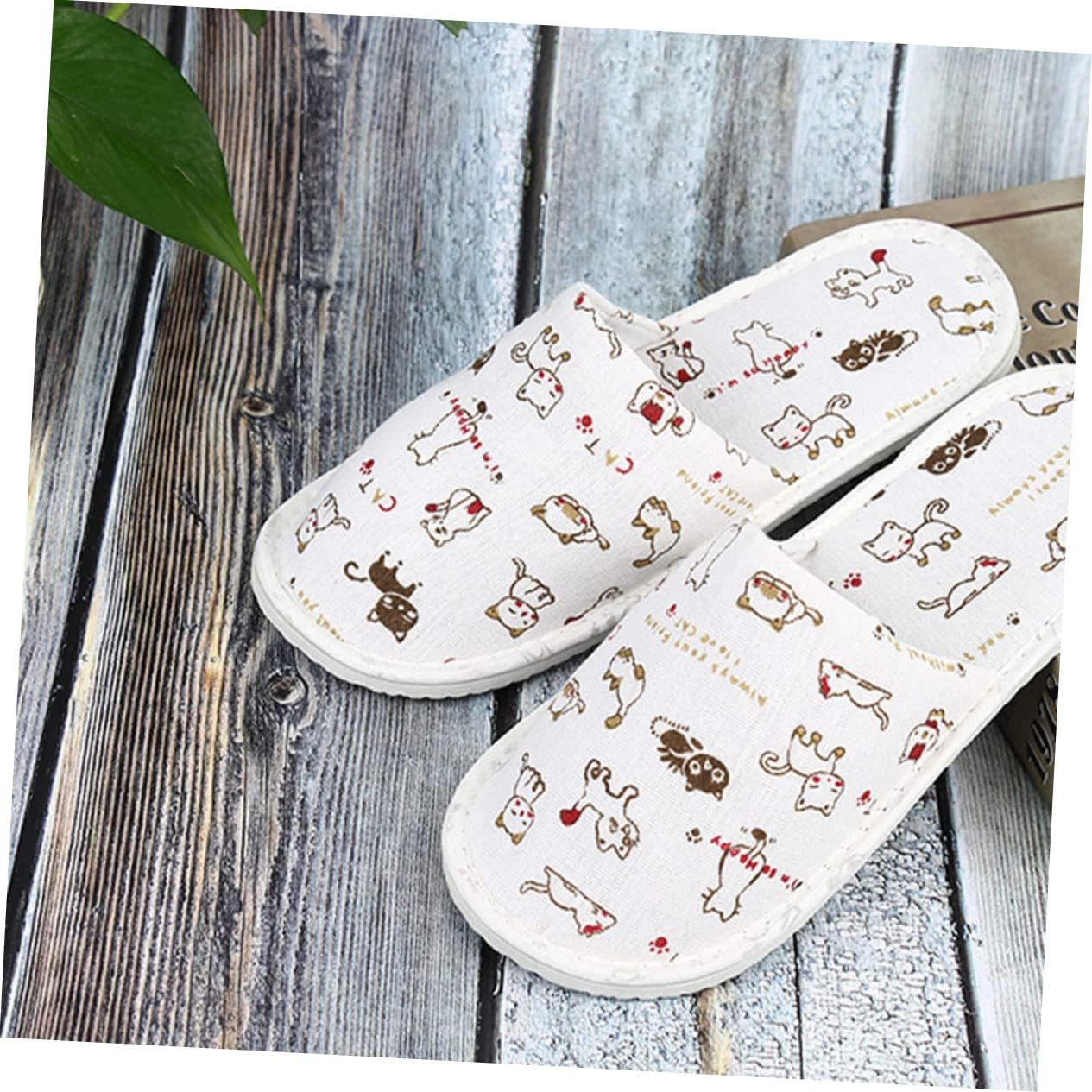 FOMIYES 4Pairs Winter Non-Slip Slippers Disposable Spa Hotel Shoes Indoor Fluffy Bath Slippers image number 4