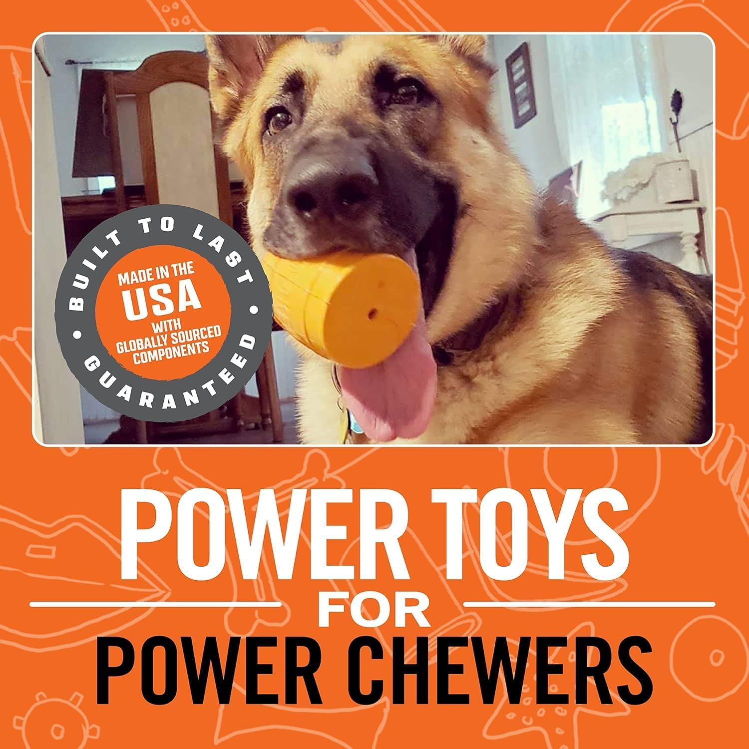 BULLYMAKE - the Keg - Rubber Chew Toy - Made in USA, Orange image number 4