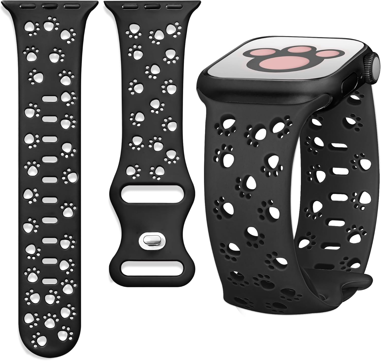 Ocaer Compatible with Apple Watch Strap 49Mm 46Mm 45Mm 44Mm 42Mm 41Mm 40Mm 38Mm, Soft Cute Silicone Bands for Iwatch Series 11 10 9 8 7 6 5 4 Ultra 3 SE 3 2 1, Fancy Dog Paw Printed Bracelet, Women