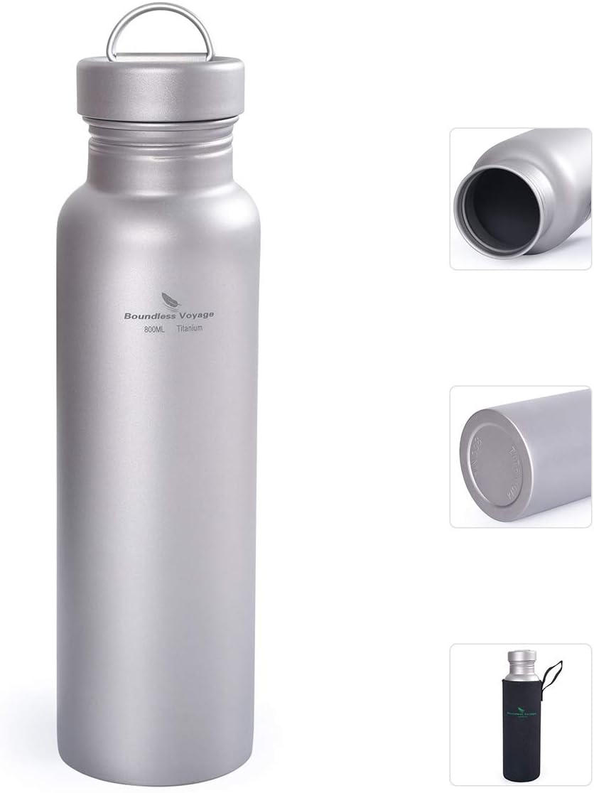Boundless Voyage 800Ml Titanium Sports Bottle with Titanium Lid Outdoor Cycling Hiking Titanium Bottle image number 2