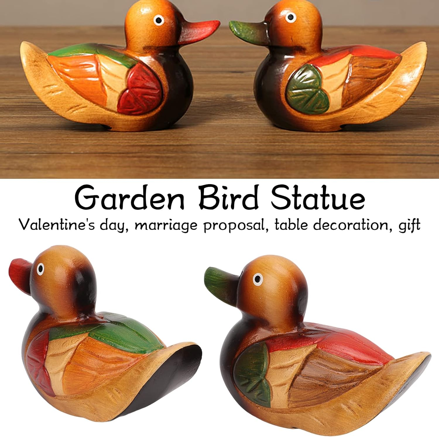 Mandarin Ducks Pair, 2Pcs Chinese Mandarin Ducks Feng Shui Figurine Statue Yuan Yang Love Birds Statue Couple Bird Decor Valentines Day Gifts, Feng Shui Home Dcor image number 4