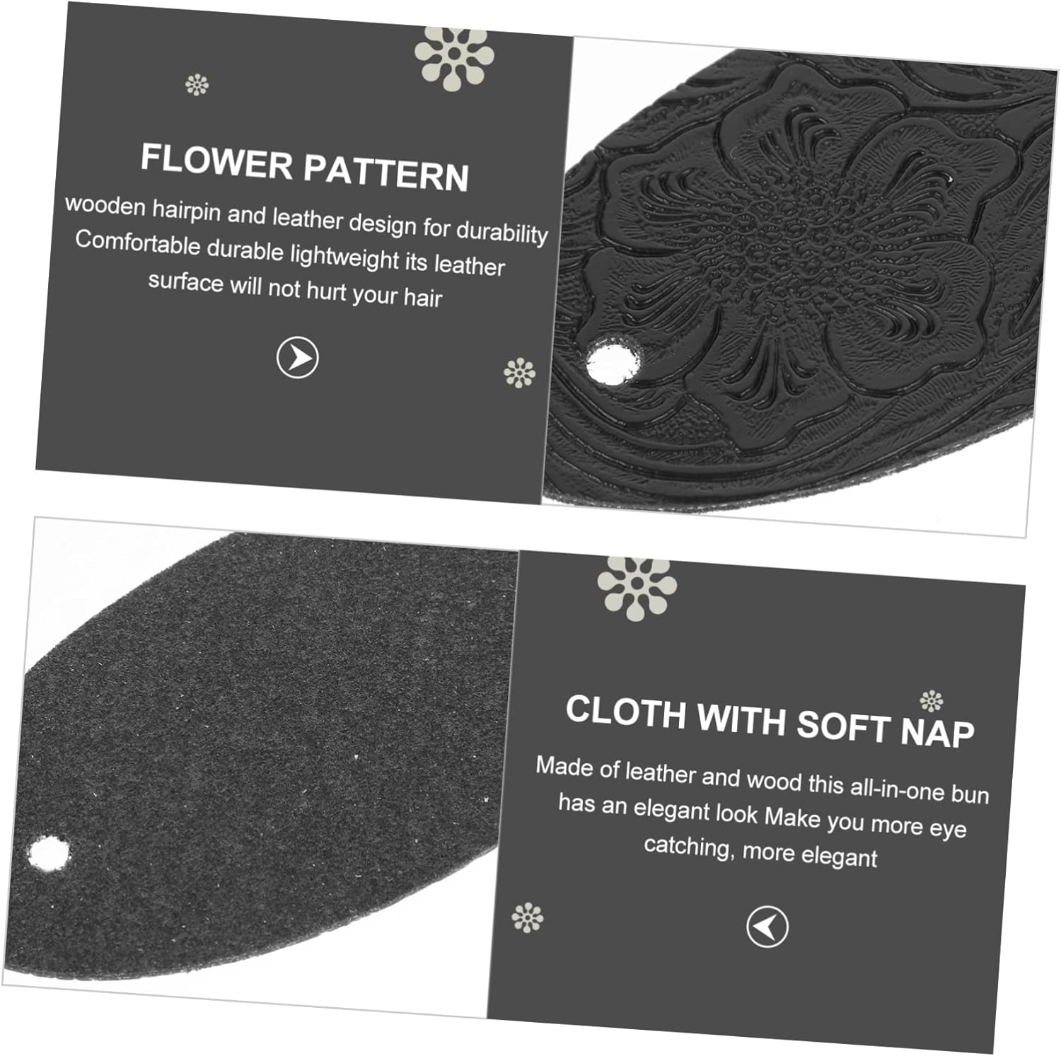 Beaupretty Leather Hair Pin with Stick Viking Hair Clips Metal Celtic Hair Stick Hair Clip with Rod Holder Clip European and American Miss Wood Pack of 3 image number 3