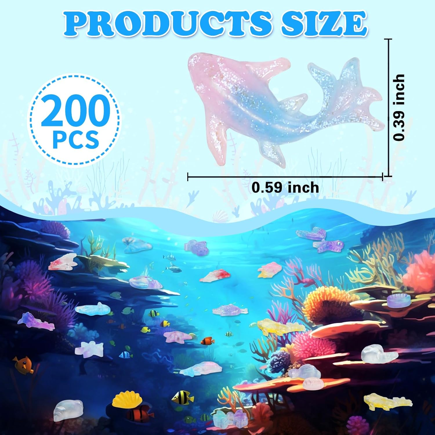 Touch TOP 200 Pcs Mini Resin Ocean Animals, Tiny Sea Animal Variety Figurines to Hide Miniature Plastic Fish Aquarium Decorations for DIY Crafts Fairy Garden Dollhouse Micro Landscaping Fish Tank image number 3