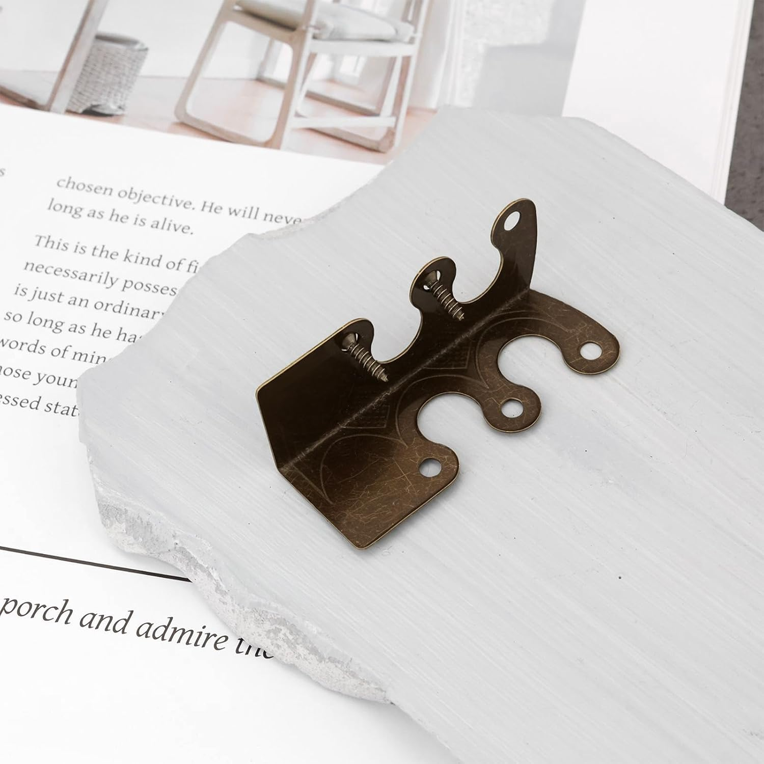 12Pcs Metal Corner Protectors Baseboard with Screws for Furniture Living Room Office and Jewelry Gift Packaging 4.8X2.9X2.1Cm Bronze image number 4