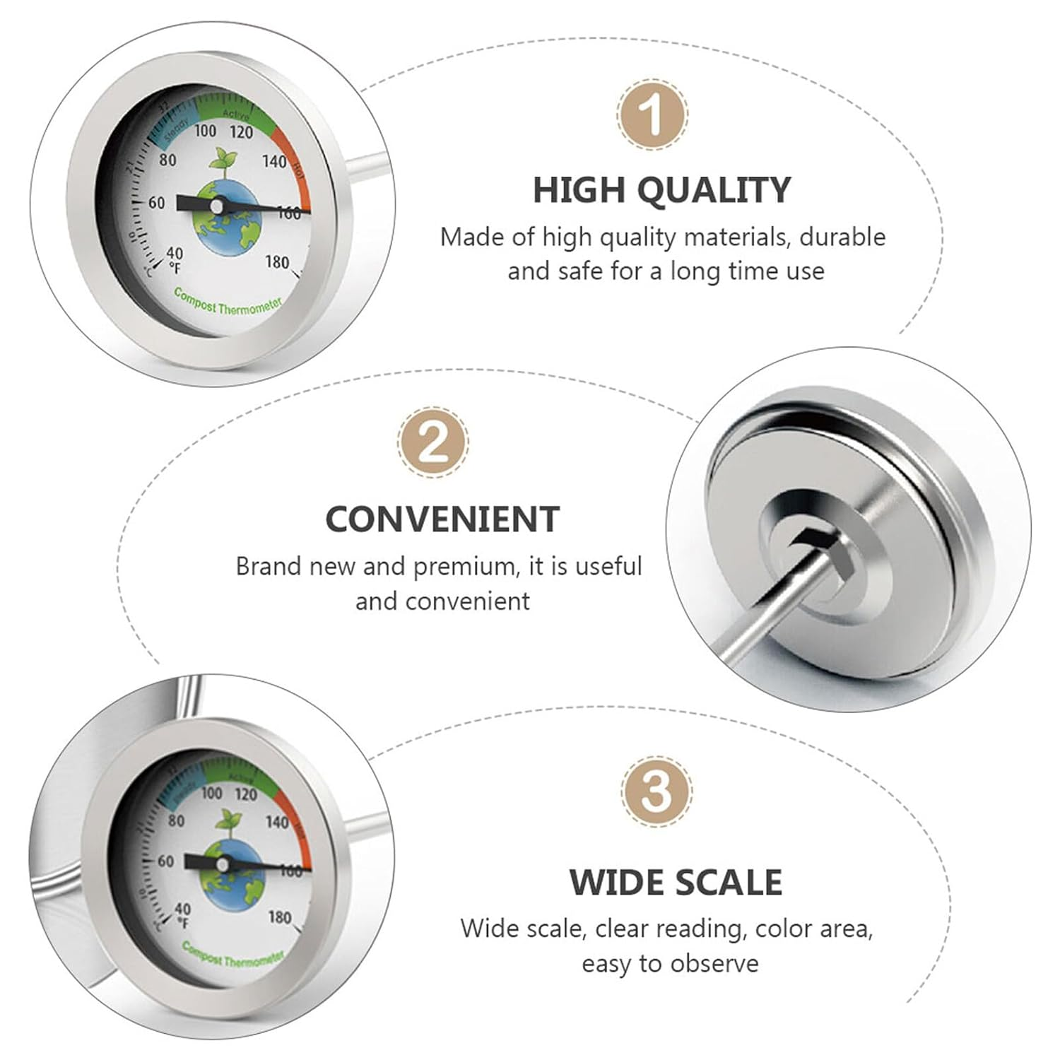 YARNOW Soil Thermometer with Precision Probe for Gardening and Composting Accurate Measurement Physical Sensor for Outdoor Soil Temperature Monitoring image number 1
