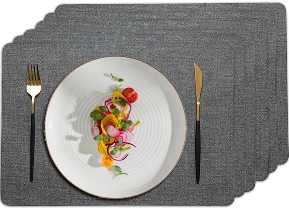 Placemats for Dining Table Set of 6 | Heat Resistant, Waterproof & Washable | Non-Slip, Stain Resistant & Easy to Clean | Table Mats for Indoor&Outdoor, Restaurants and Kitchens - 43X30Cm, Dark Green