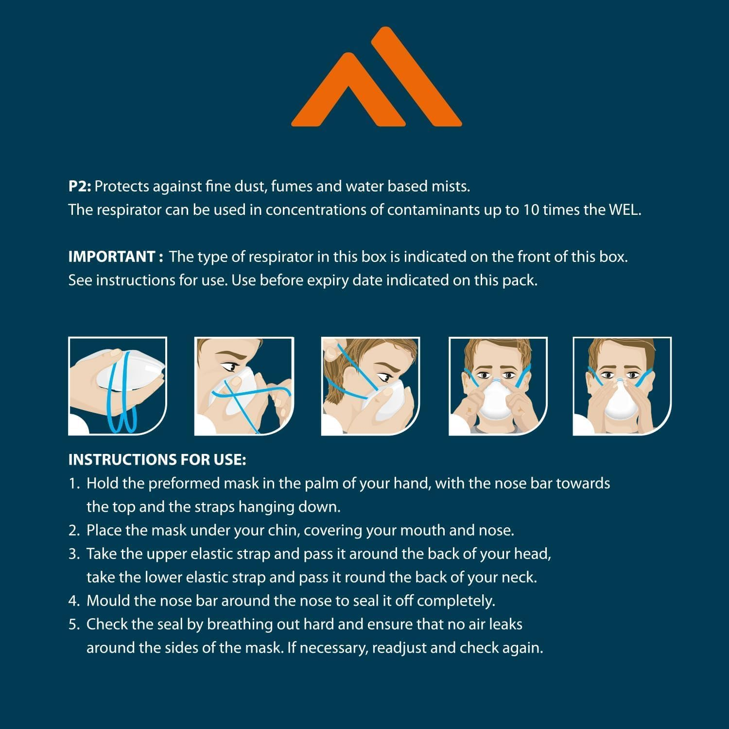 Portwest P200 Disposable FFP2 Dust Mist Respirator Face Mask (Pack of 20) White image number 4