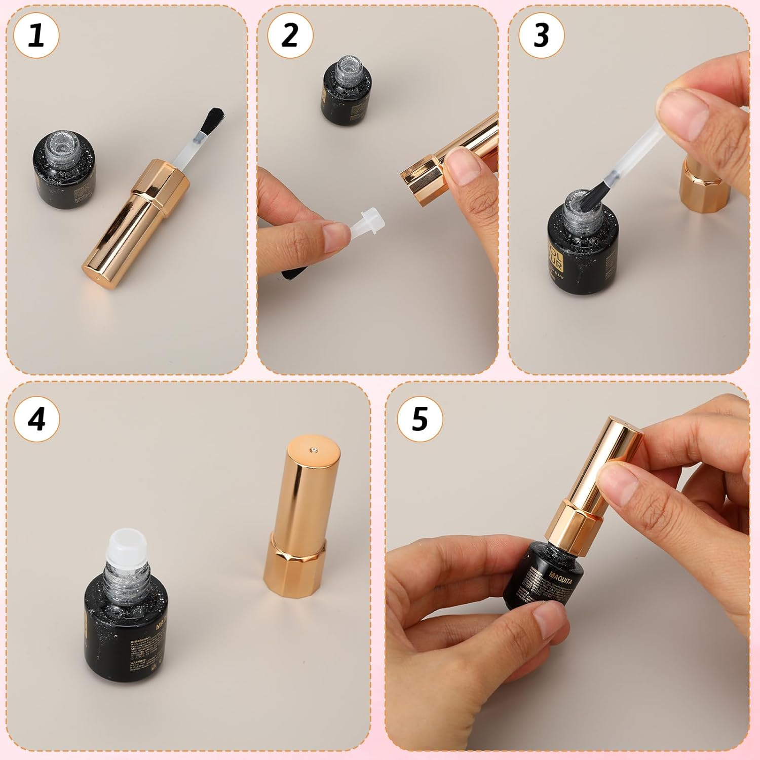 Replacement Nail Polish Brush Kit, 26 PCS Disposable Nail Polish Brush Powder Liquid Fingernail Replacement Brushes Bristles Nail Brushes with Handle for Nail Art Design Gel Polish Acrylic Application image number 6