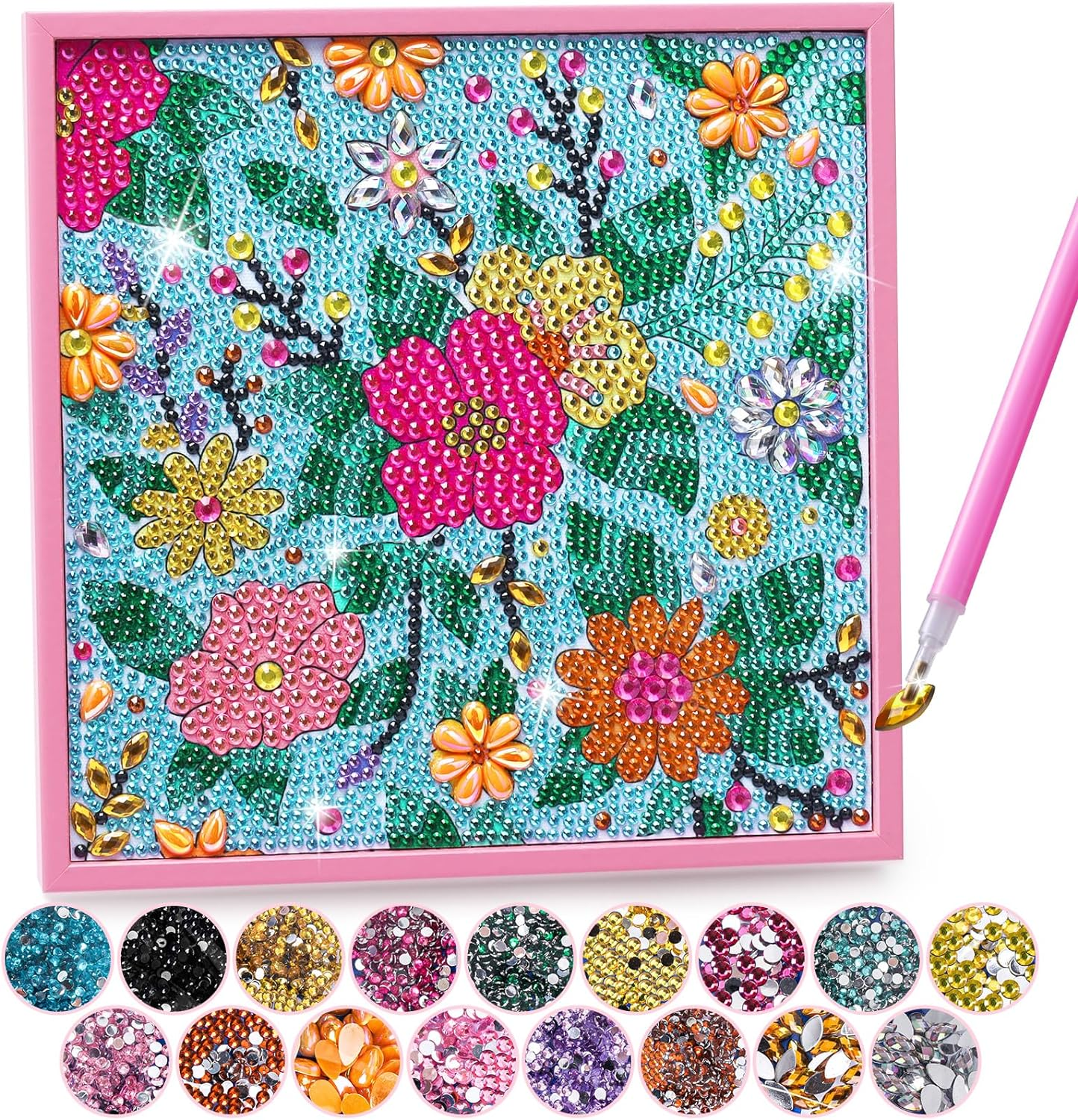 Diamond Art Kits for Kids - Crafts for Girls 8-12 - Diamond Art Painting with Wooden Frame - Arts and Crafts for Kids Ages 4-6 8-10 - GEM Art Supplies Dots for Adult Beginners Home Wall Decor Gifts (Butterfly)