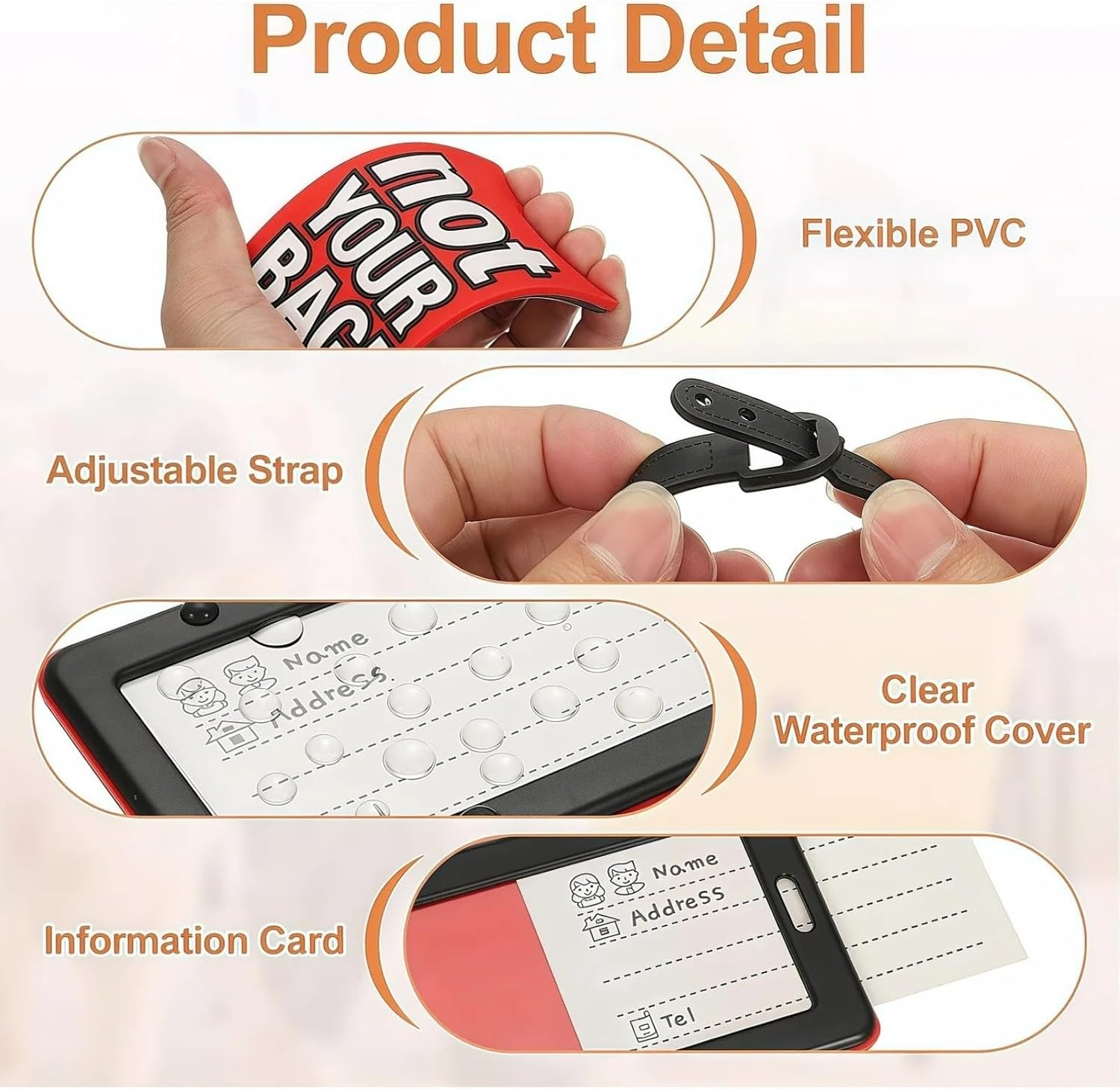 3 PCS Not Your Bag Tags Fun Design Adjustable Luggage Tags PVC ID Holder Travel Bag Tags image number 1