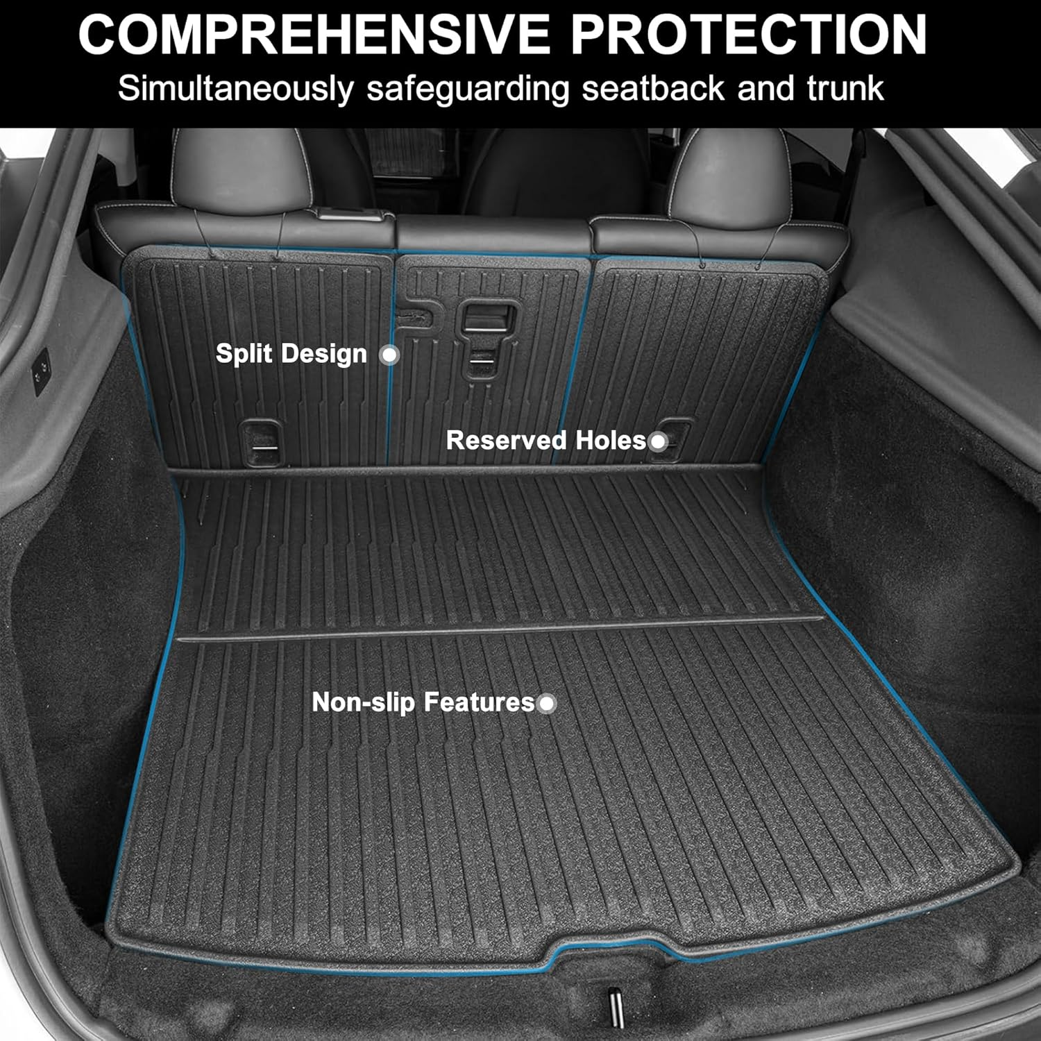9 Pieces Floor Mats for RHD Tesla Model Y Juniper 2025 2026, New Model Y (5-Seater) All-Weather TPE Floor & Cargo Mat Set, Anti-Slip Trunk Mats & Cargo Liners Tesla Interior Accessories image number 6
