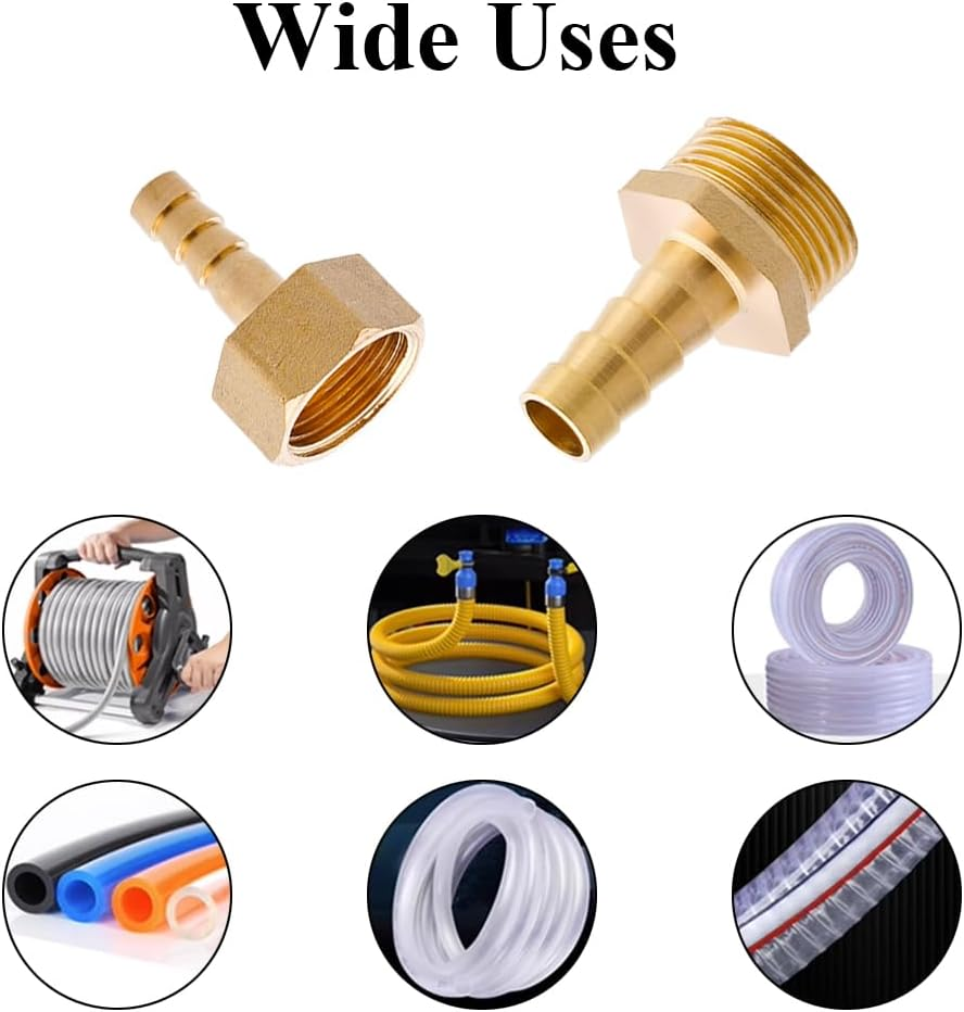 2PCS Brass Barb Hose Fitting, 1/2 Inch BSP Female Thread Barbed Tail Hose Pipe Connector Adapter, Garden Hose Coupler Joint for Fuel Air Gas Water Oil (12Mm) image number 7