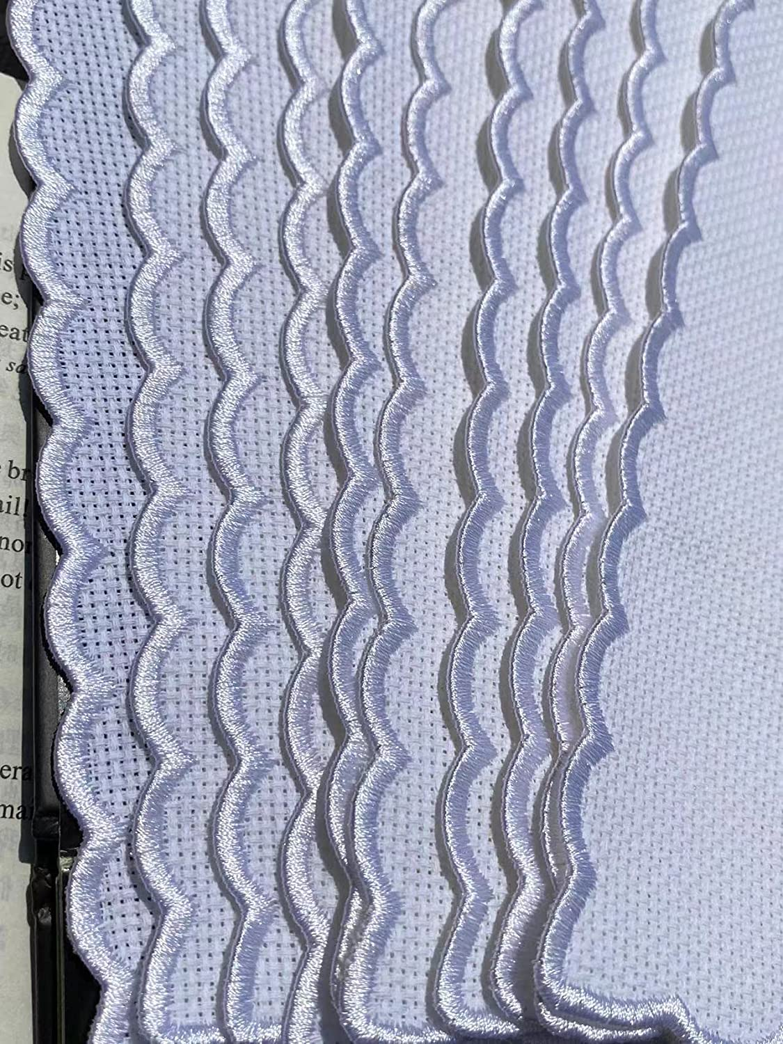 10Pcs Pure White Embroidery Edged Book Mark to Cross Stitch, Blank Cross Stitch Bookmark for DIY image number 3