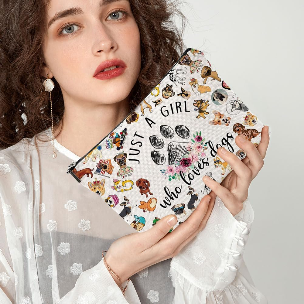 Cosmetic Bag for Girls Dogs Makeup Bag Makeup Bag with Zip, Make up Bag Set with 4 Hair Clips, Portable Toiletry Bag Women for Travel Everyday Life, as Shown, Dogs image number 1