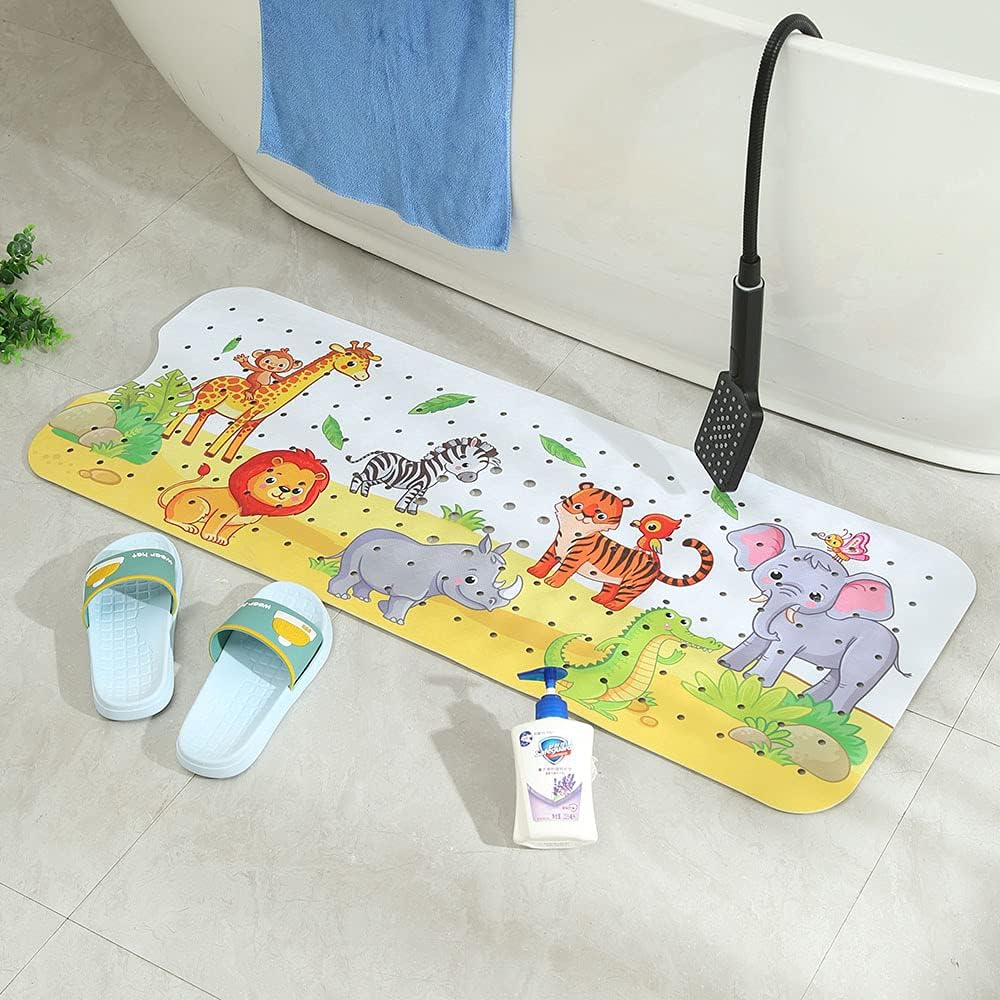 Fohouse Bath Mat for Tub for Kids Non Slip Baby Bathtub Mat Extra Long 40X16 Inch anti Slip Bathroom Toddler Shower Mat, Bath Mats with Suction Cups & Drain Holes, Machine Washable
