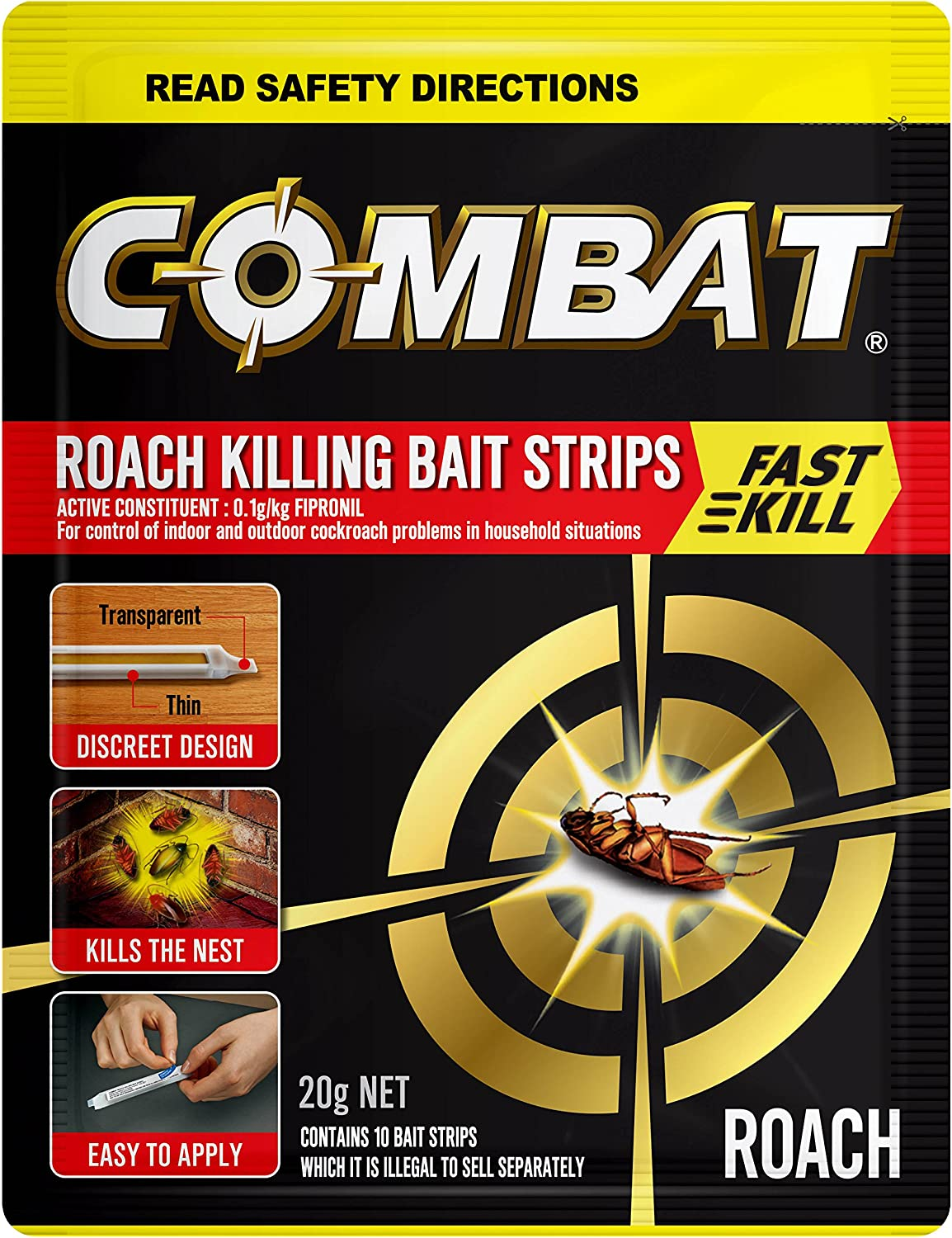 Combat Roach Bait Strips with Fast Kill Action, Insecticides, 20G, 10 Pack image number 3