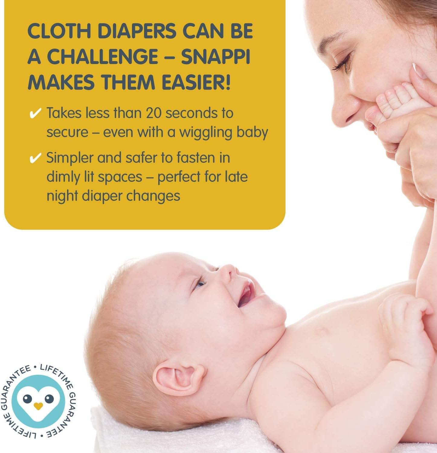 Snappi Cloth Diaper Fasteners - Pack of 5 (2 Mint Green 2 White 1 Blue) New image number 4