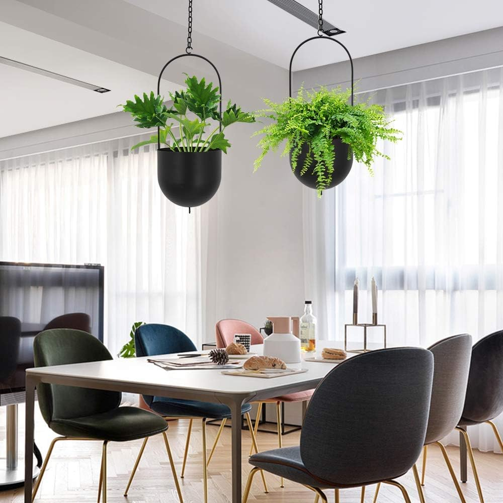 Black Metal Plant Hanger Metal Wall and Ceiling Hanging Planter Modern Planter Mid Century Flower Pot Plant Holder(D=6.29'') image number 1