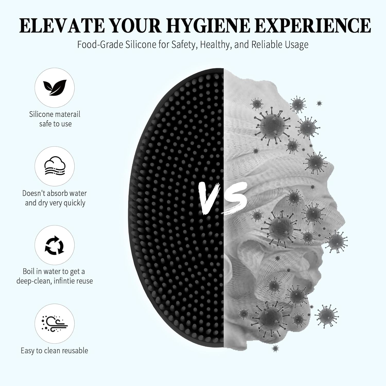 Silicone Body Scrubber 2 Pack Silicone Scrubber Bath Brush Showersiliconescrubber for Body Siliconescrubber Body Siliconebodybrush Silicone Loofah image number 5