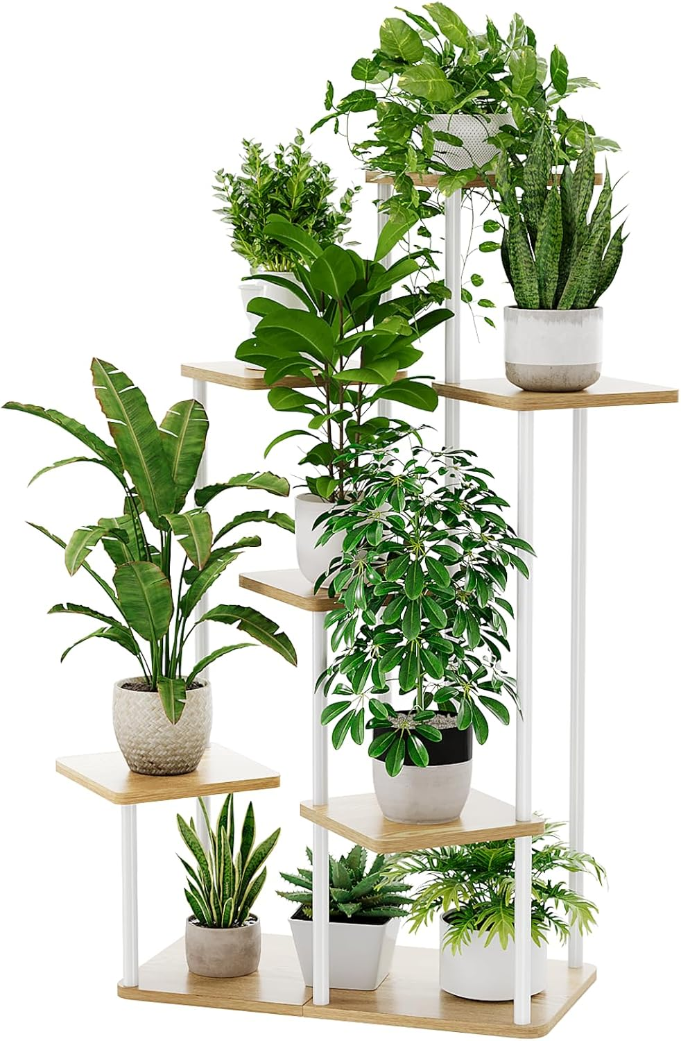 Bamworld 7 Tier Plant Stand Indoor,Large Metal Plant Shelf for Multiple Plants,Tall Tiered Flower Stand for Patio Garden Balcony Living Room Bedroom(White) image number 3