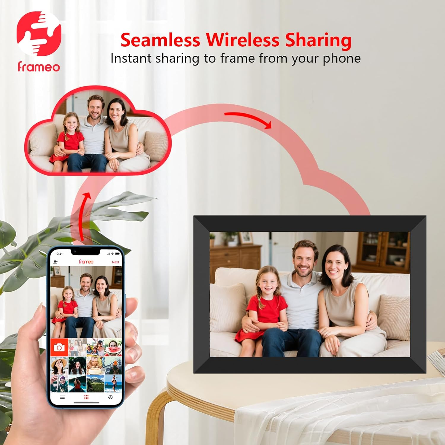 Frameo 10.1 Inch Wifi Digital Picture Frame, 1280X800 HD IPS Touchscreen Digital Photo Frame Electronic, 32GB Storage, Auto-Rotate, Wall Mountable, Share Photos/Videos via Frameo App from Anywhere image number 5