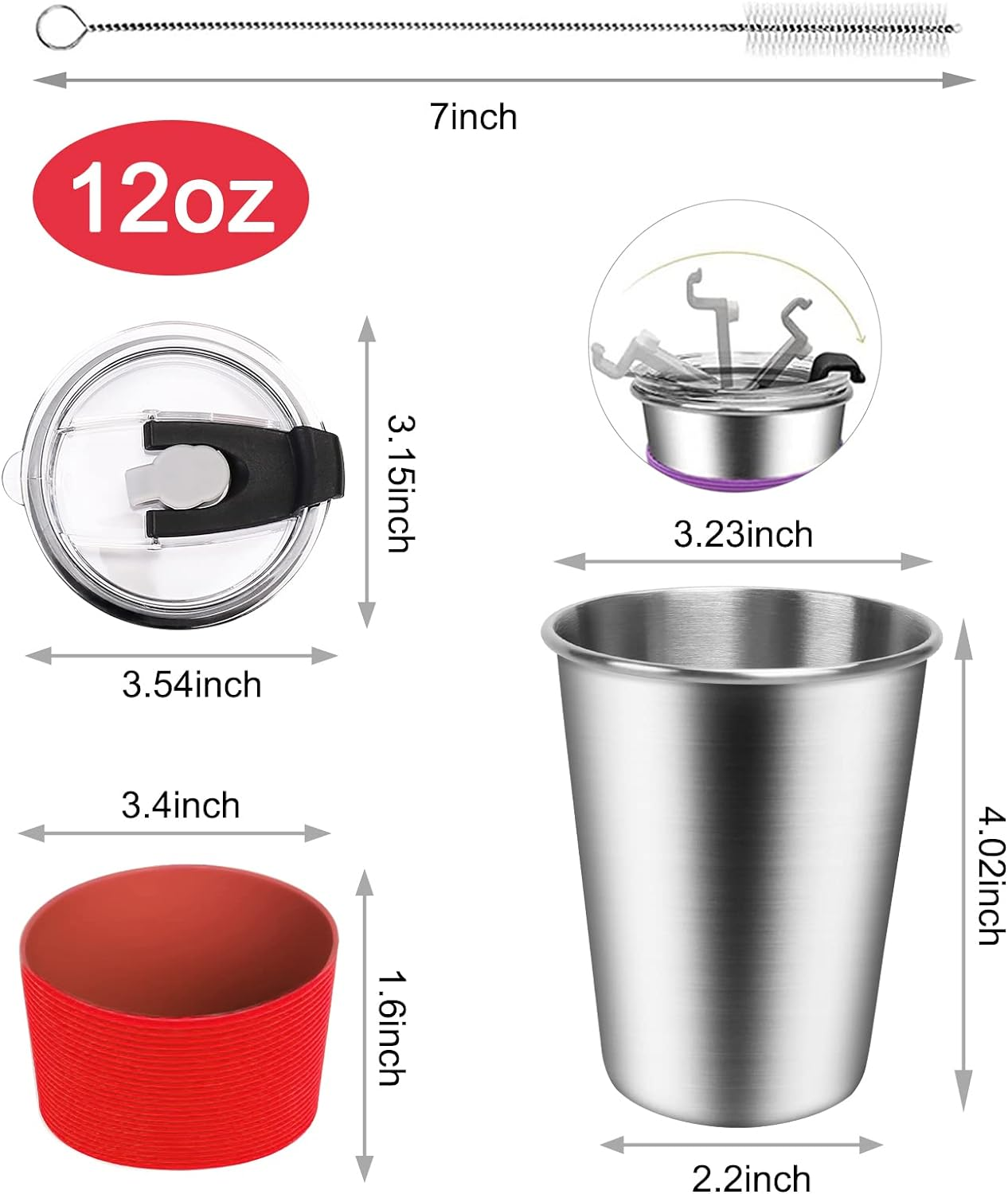 Shineme Kids Stainless Steel Cups,12Oz Kids Metal Drinking Glasses with Lids and Sleeves, 5Pack Reusable Water Tumbler for Children and Adults Spill Proof, Apply to Indoor and Outdoor image number 1