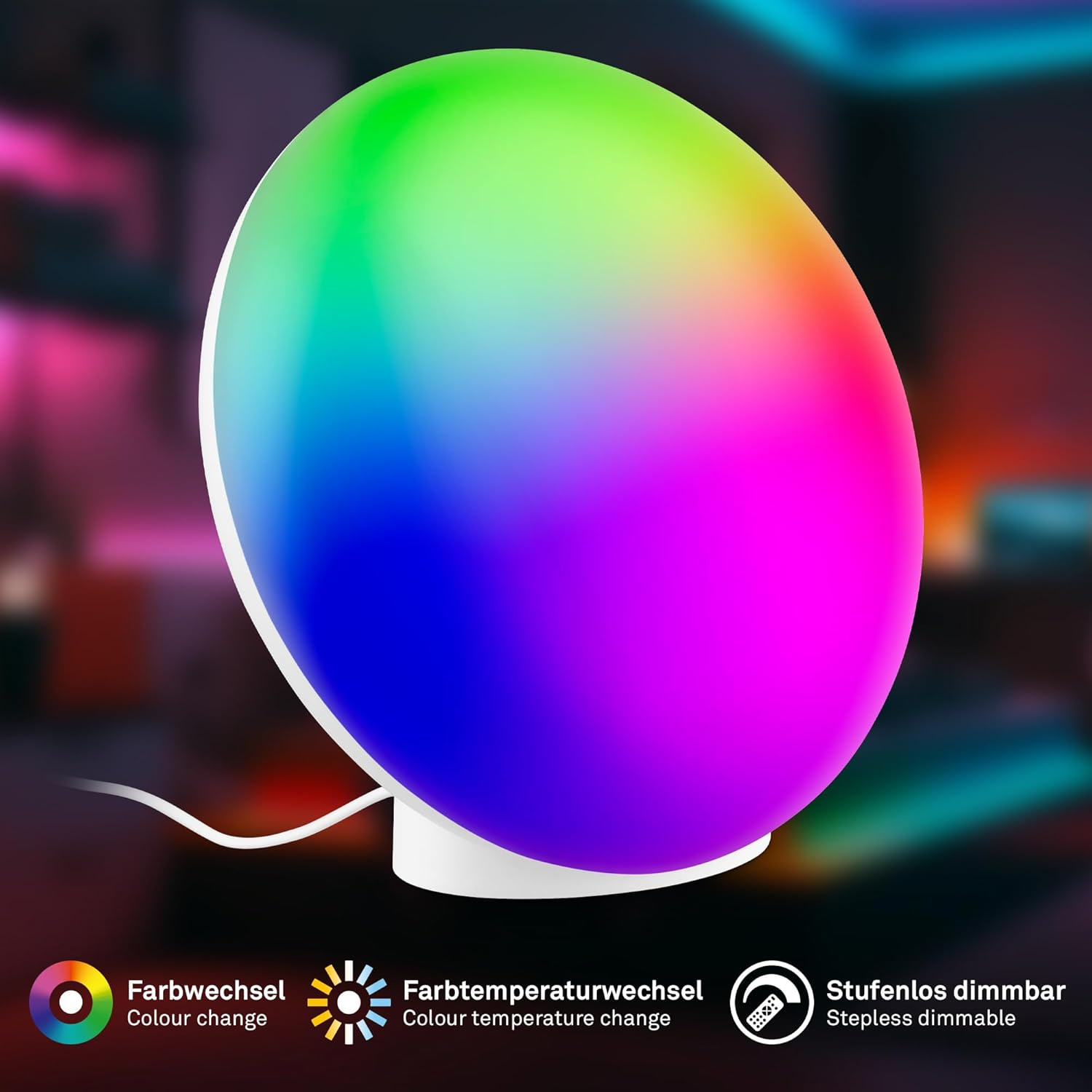 BRILONER - LED Table Lamp with Remote Control, Dimmable, RGBIC, CCT, Music Sensor, Bedside Lamp, Lamp, Desk Lamp, Table Lamp, Gaming Decoration, Party Decoration, 17.5 X 10.6 X 16.4 Cm, White image number 1