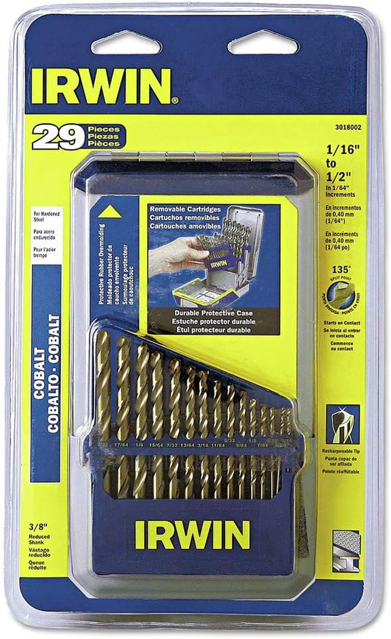 Irwin Tools 3018002 Cobalt M-35 Metal Index Drill Bit Set, 29 Piece image number 3