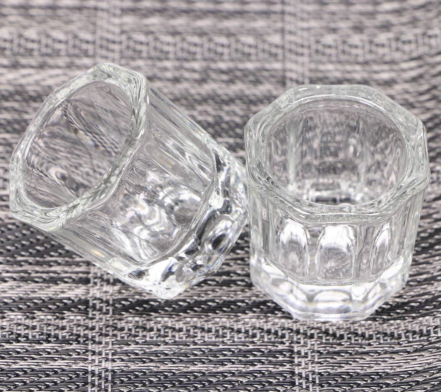 Shapenty Nail Art Acrylic Liquid Powder Dappen Dish Glass Crystal Cup Containers Glassware Tools for Nail Polish Remover Eyebrow Tint and Eyebrow Dye Mixing, 2PCS image number 1