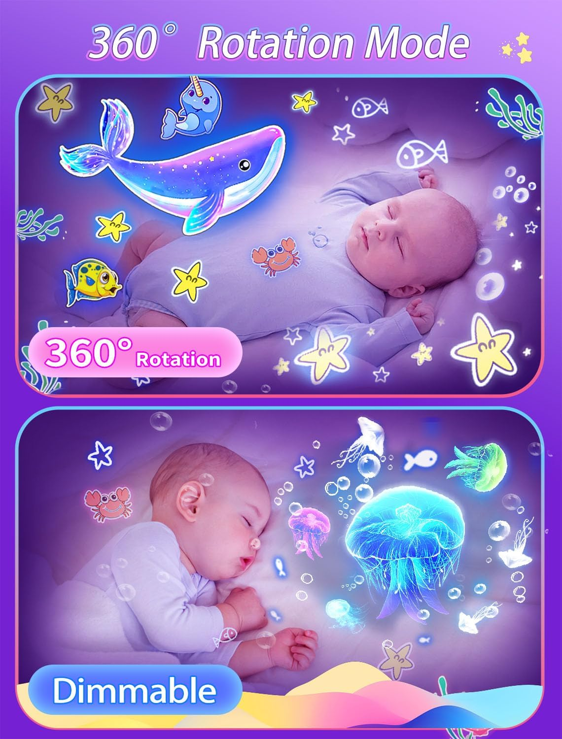 Projector Night Light for Kids + 21 Sets of Films, Baby Night Light Projector for Bedroom, Ceiling, Kids Star Galaxy Projector with 360&deg; Rotation for Baby Girls Boys, Christmas, Nursery, Room Decor image number 6